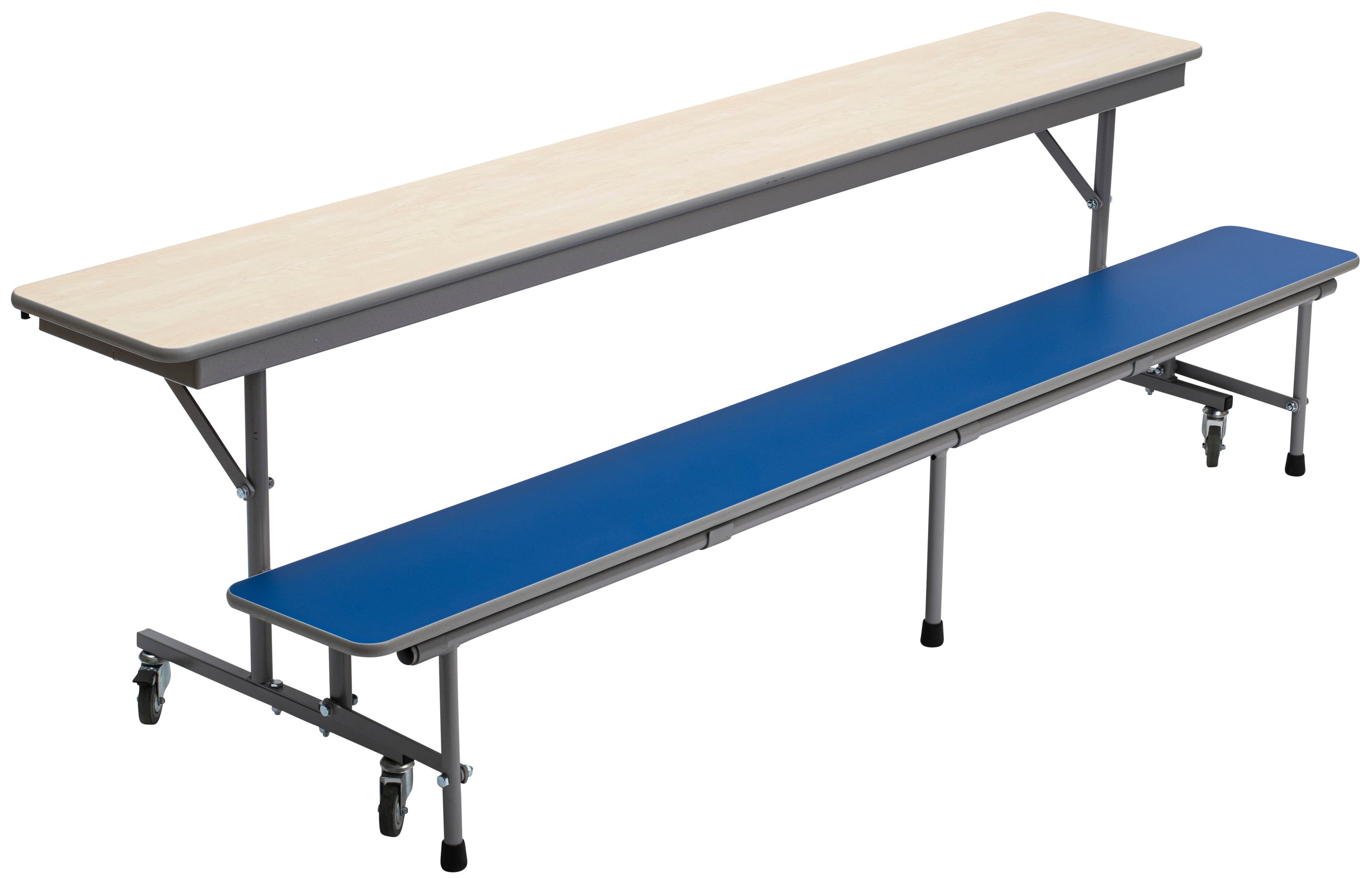 SICO® Tisch- Bank-Kombination mit einseitiger Sitzbank, Sitzhöhe: 37 cm, Ausführung: 4-5 Sitzplätze, Bankfarbe: Eiche, Tischfarbe: Hellblau