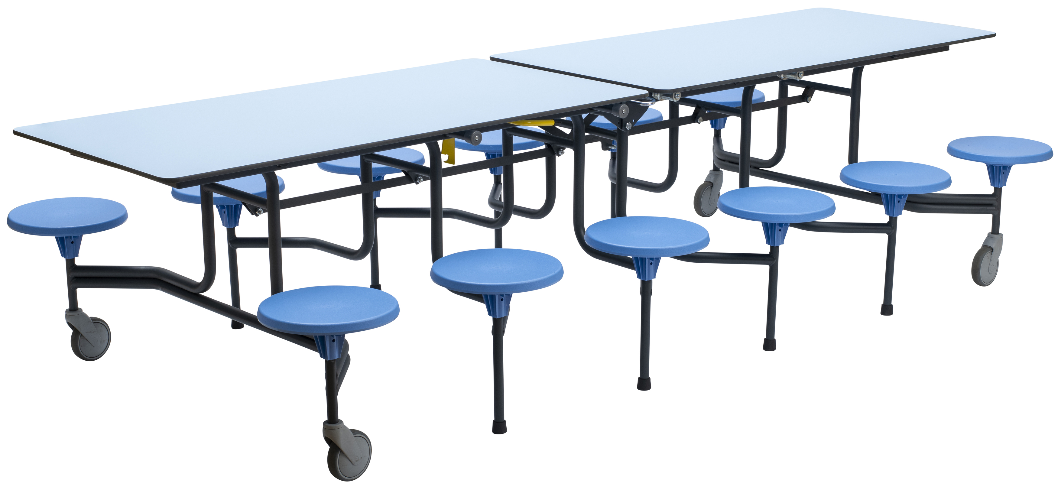 SICO® Outdoor-Tisch-Sitz-Kombination, rechteckig, Hockerfarbe: grau, Sitzhöhe: 39 cm, Tischfarbe: Blau