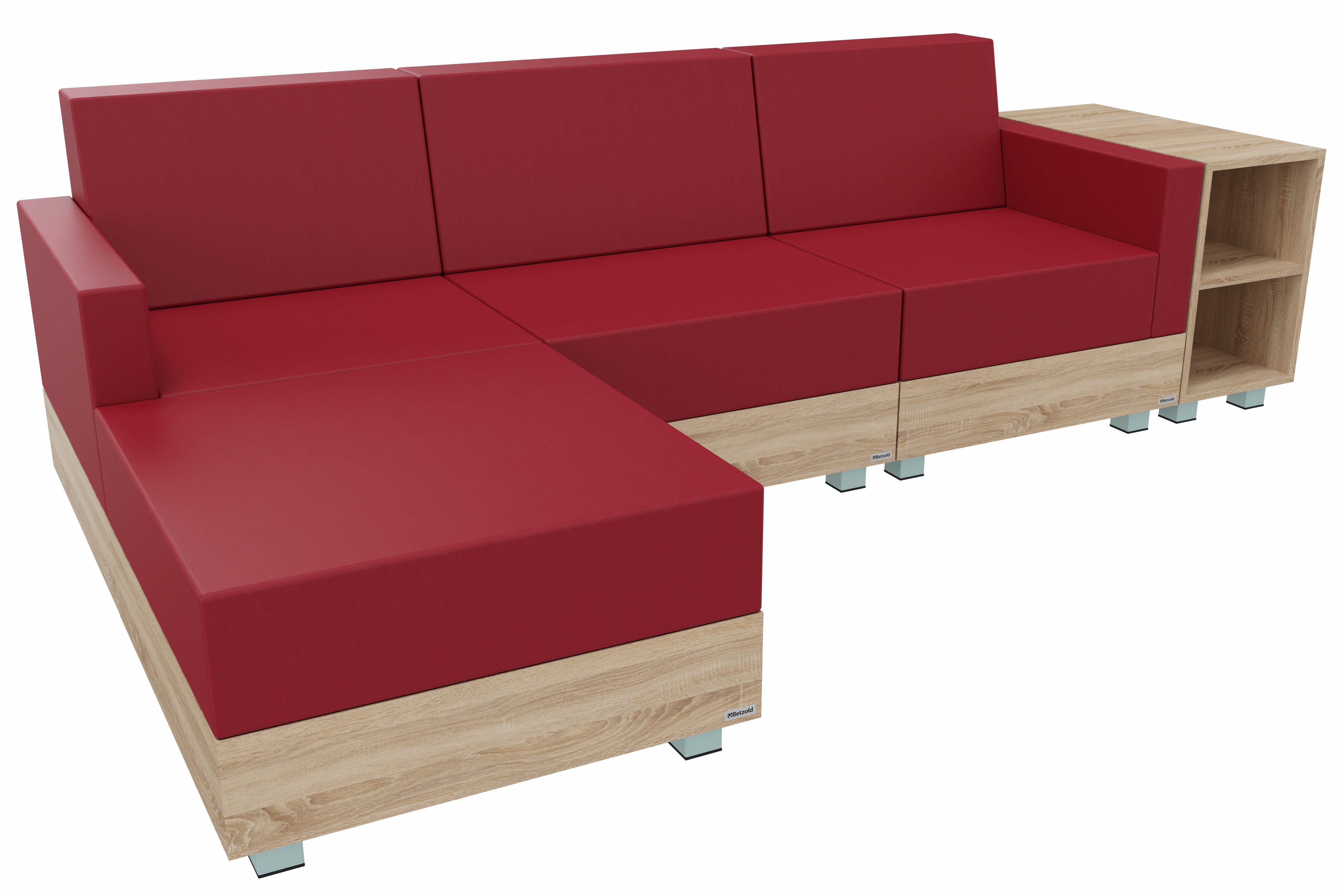 Betzold Set 4 „Chillo“, Farbe: KL Eden FRee: Cherry, Bezug: einfarbig Kunstleder EdenFree, Holzdekor: Eiche