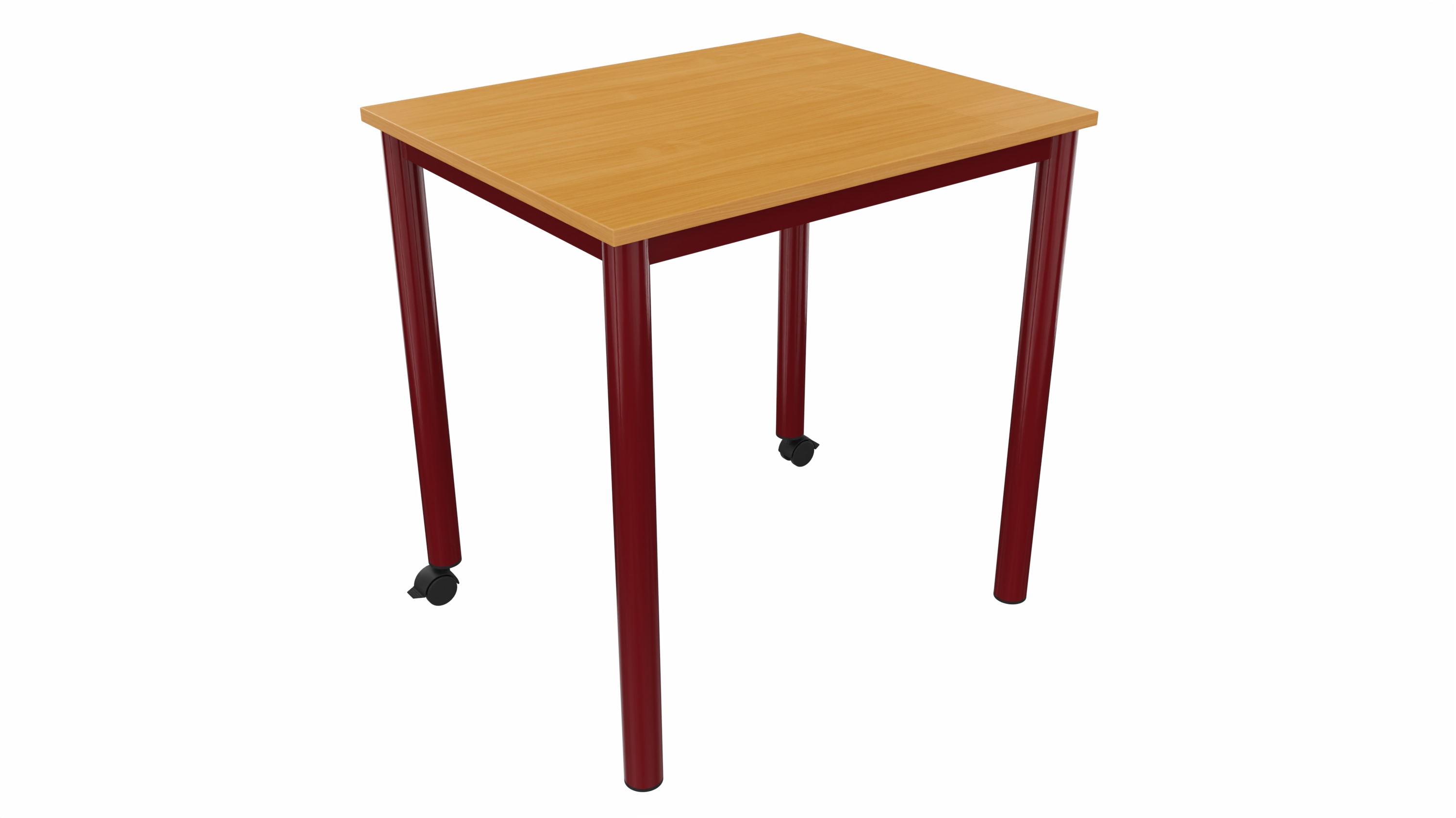 Betzold Rechtecktisch „LernFlex 1“, Stahlfarbe: RAL 3004 Purpurrot, Tischplatte: Buche, ABS-Kante, Tischhöhe: 58 cm
