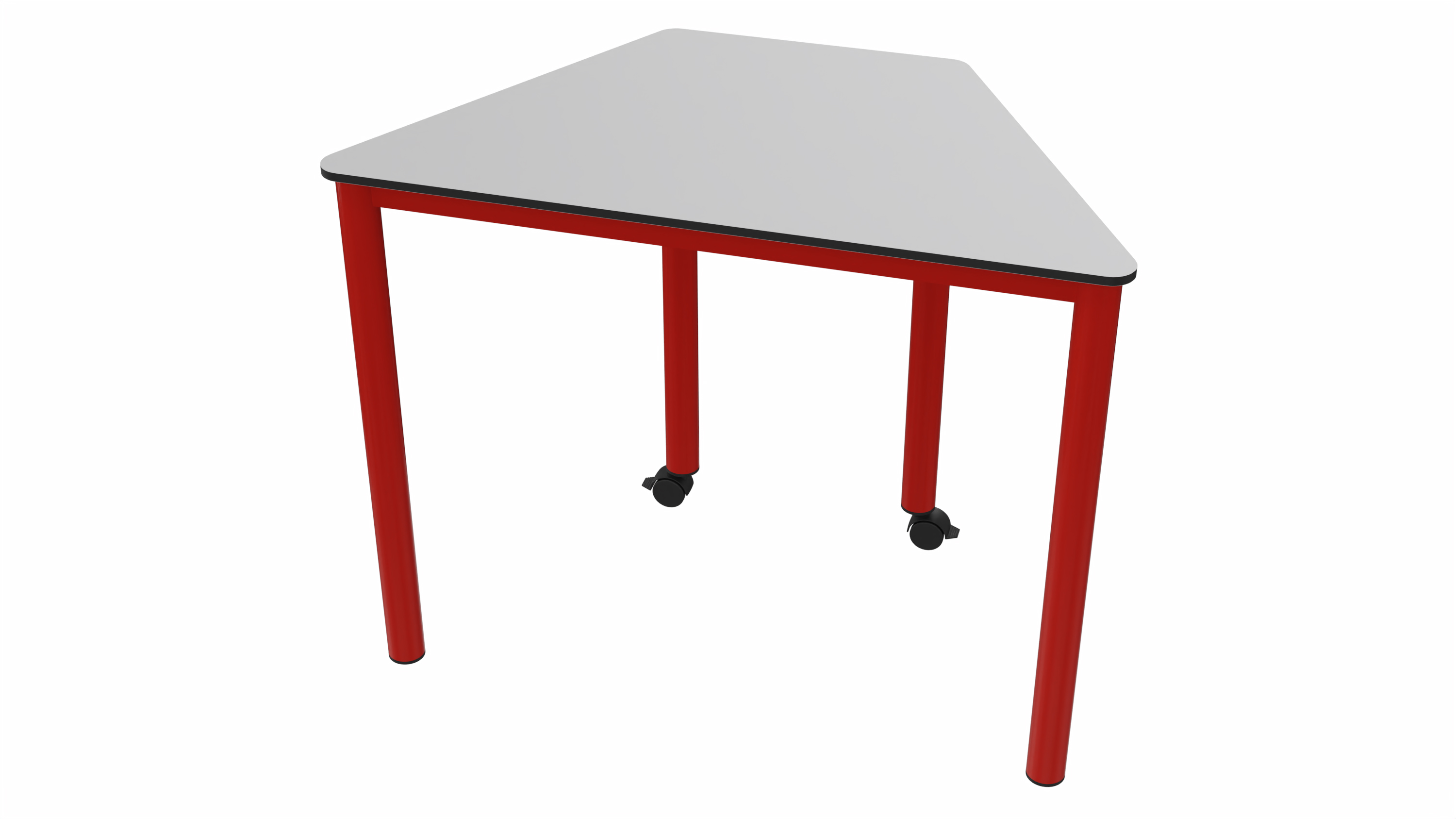 Betzold Trapeztisch „LernFlex 1“, Stahlfarbe: RAL 3000 Feuerrot, Tischplatte: grau, Vollkernplatte, Tischhöhe: 70 cm