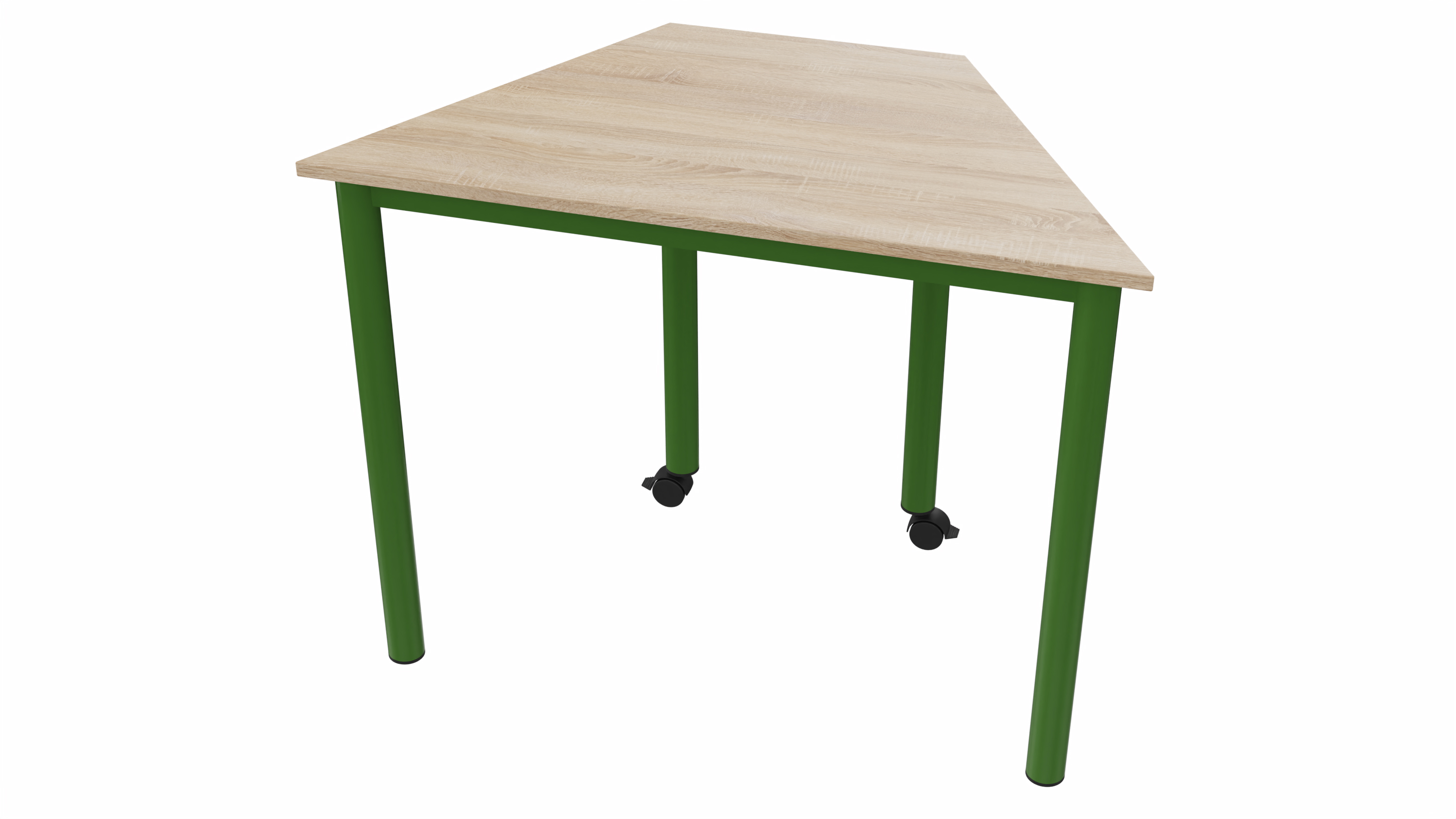 Betzold Trapeztisch „LernFlex 1“, Stahlfarbe: RAL 6010 Grasgrün, Tischplatte: Eiche, ABS-Kante, Tischhöhe: 76 cm
