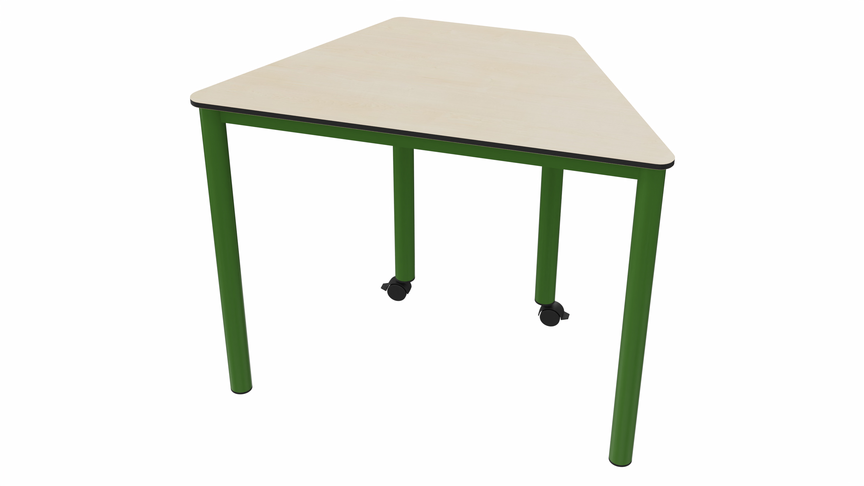 Betzold Trapeztisch „LernFlex 1“, Stahlfarbe: RAL 6010 Grasgrün, Tischplatte: Birke, Vollkernplatte, Tischhöhe: 58 cm