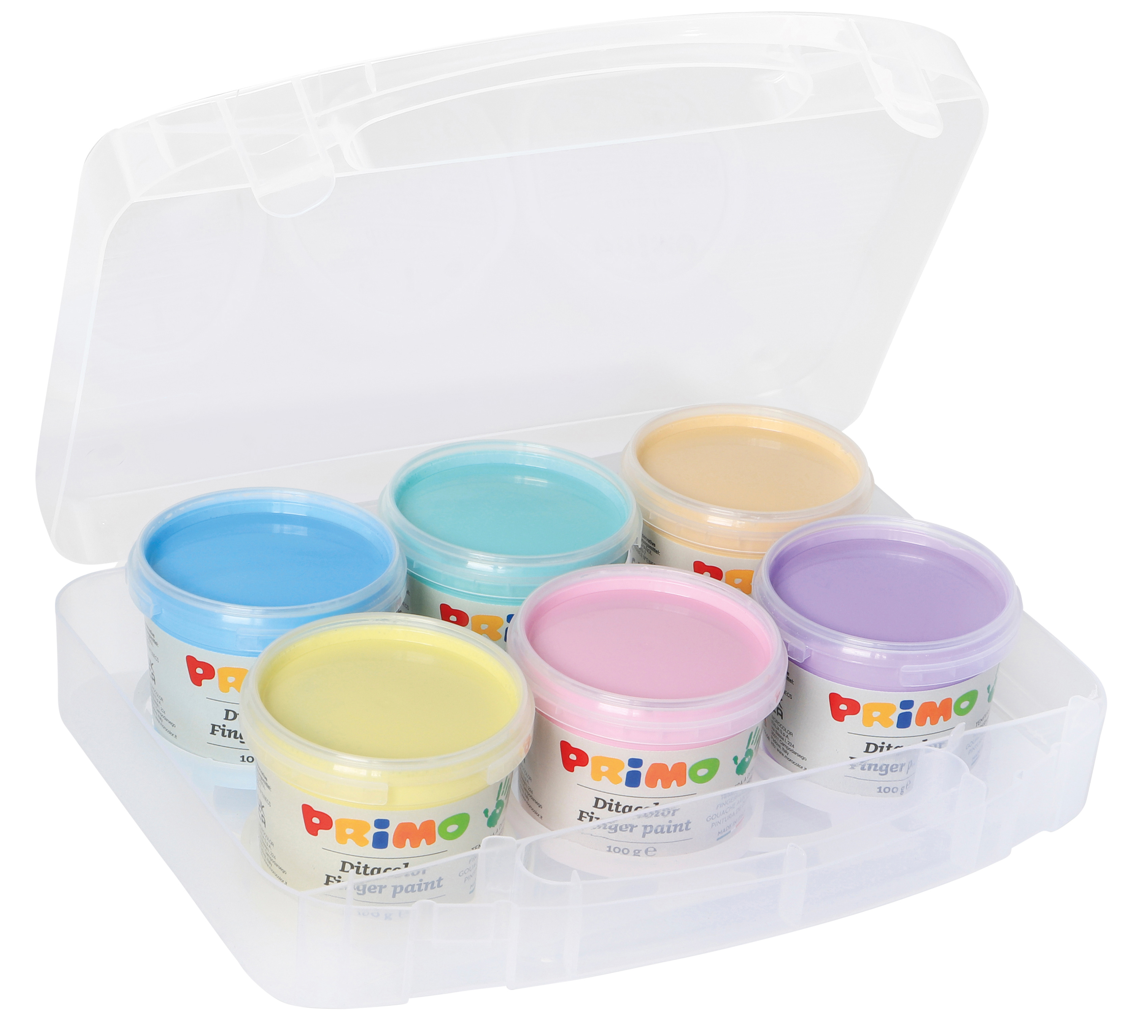 PRiMO Fingermalfarben, 6x 100 ml, Farbe: pastell