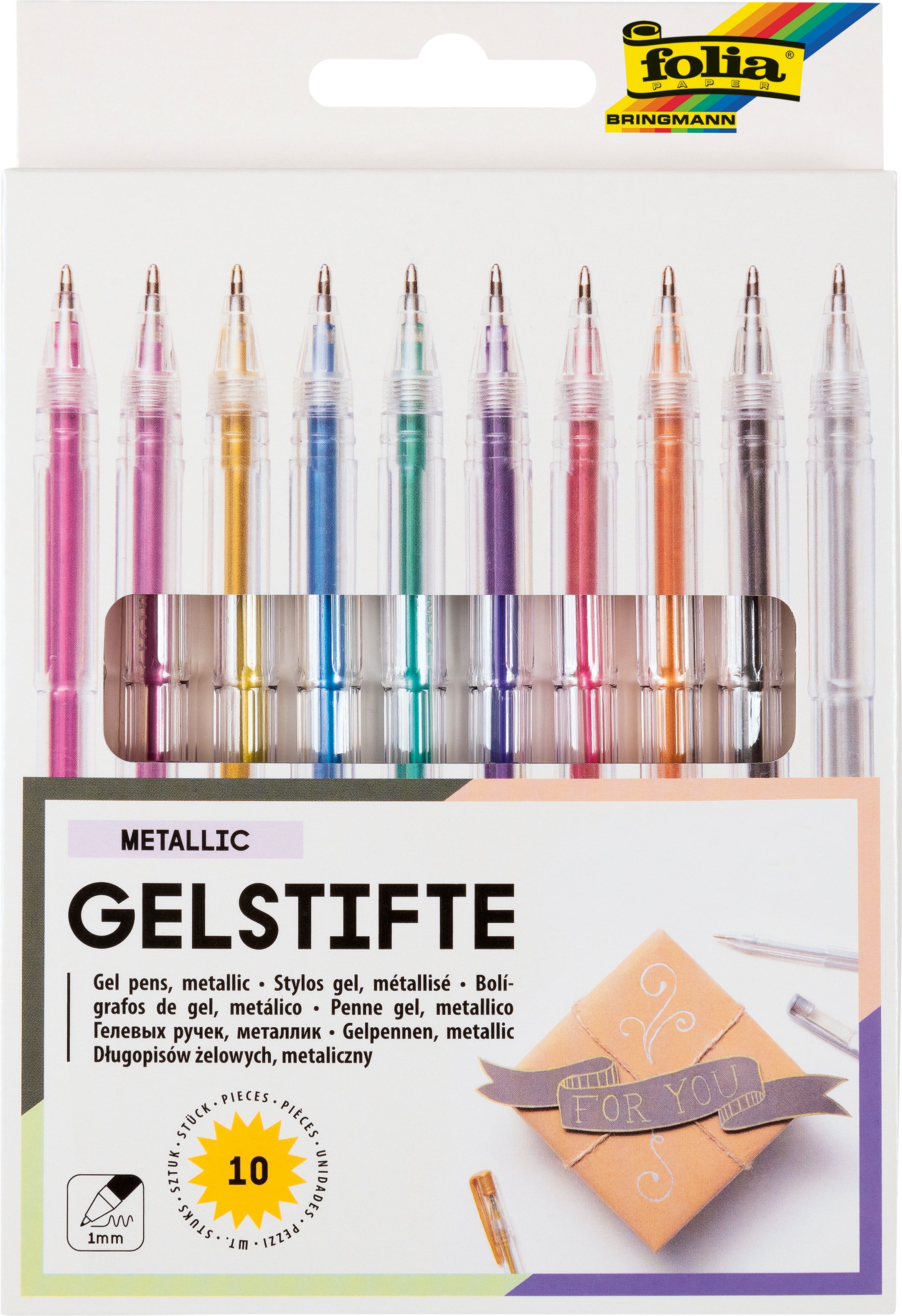 folia Gelstifte, 10 Stück, Farbe: metallic