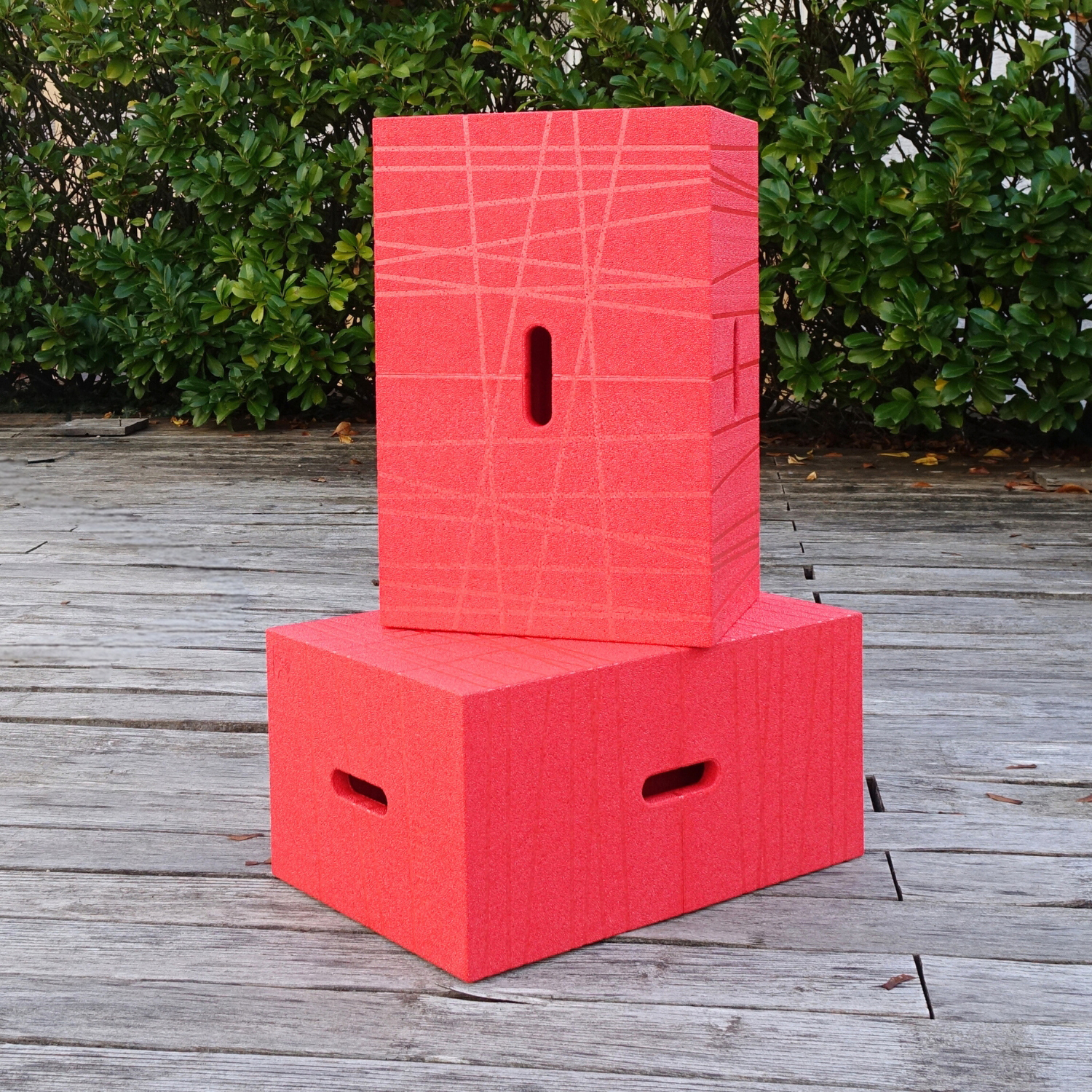 Xbrick® 2er-Set Multifunktionshocker-Baustein, Farbe: rot