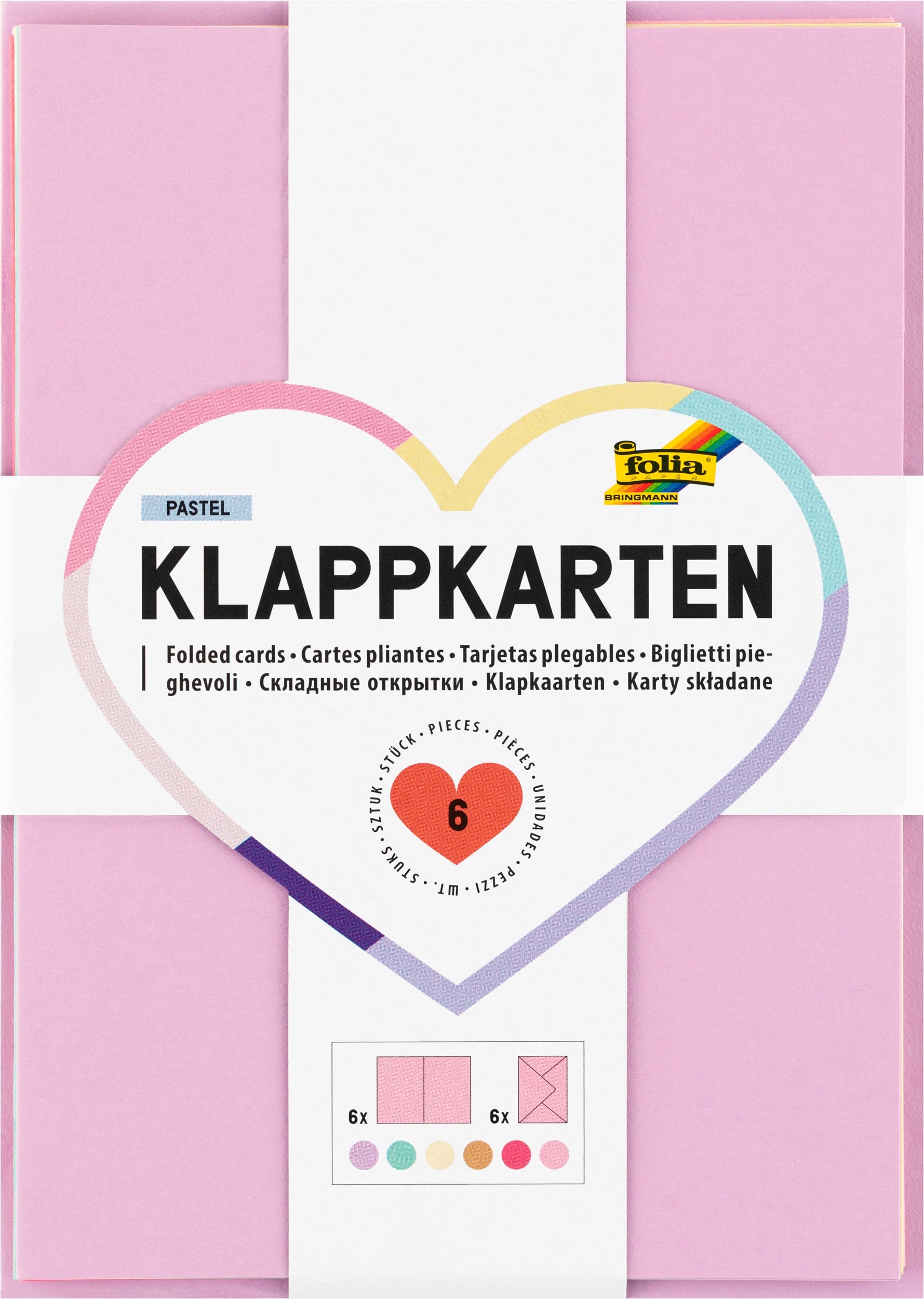Folia Klappkarten, DIN A6, 220 g/m², Blankokarten & Postkarten, Farbe: pastell