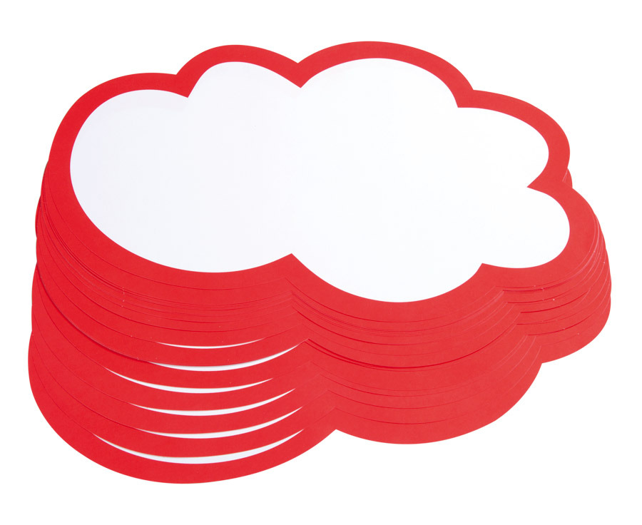 magnetoplan Moderationswolken, 20 Stück, 25 x 45 cm, weiß/rot