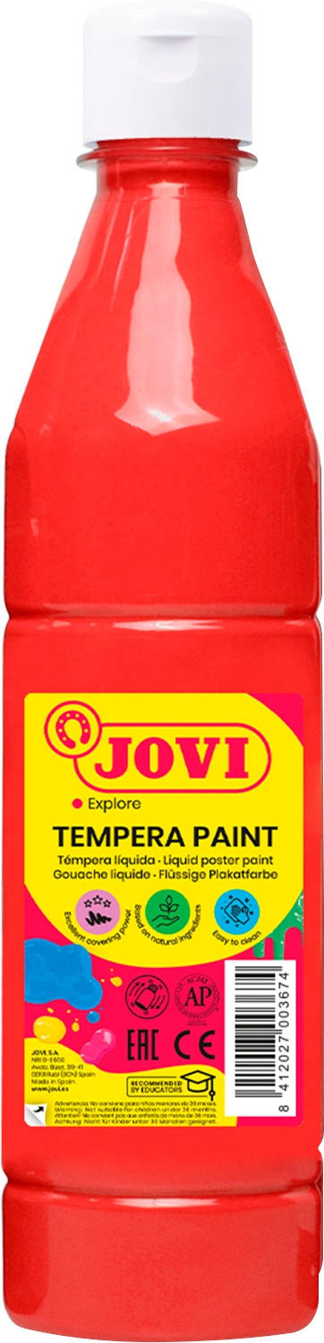 JOVI Tempera-Farben, Einzelfarben, Farbe: rot, Größe: 500 ml