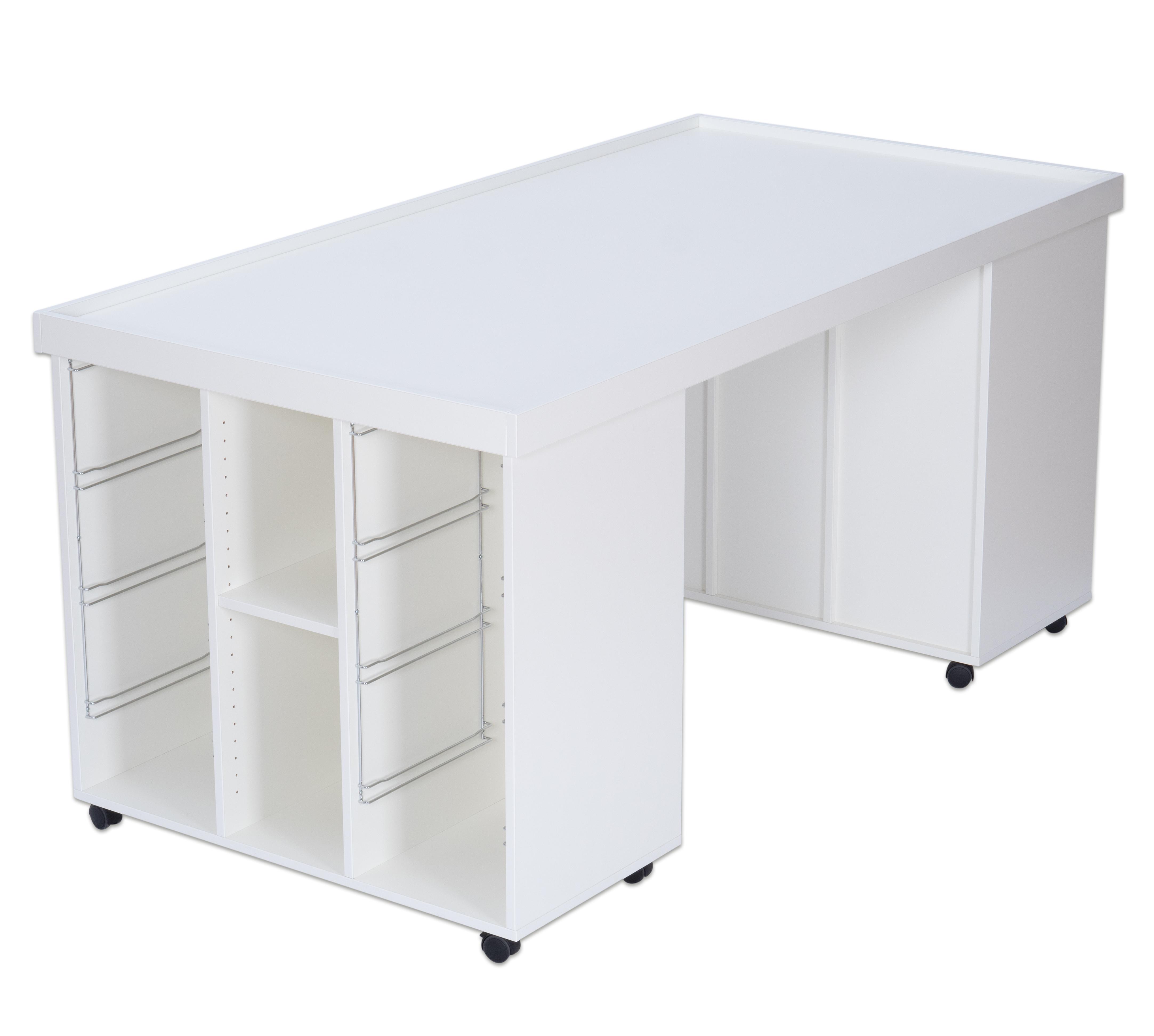 Flexeo-Systemmöbel Flexeo® Materialtisch für 16 Boxen, Holzdekor: rot