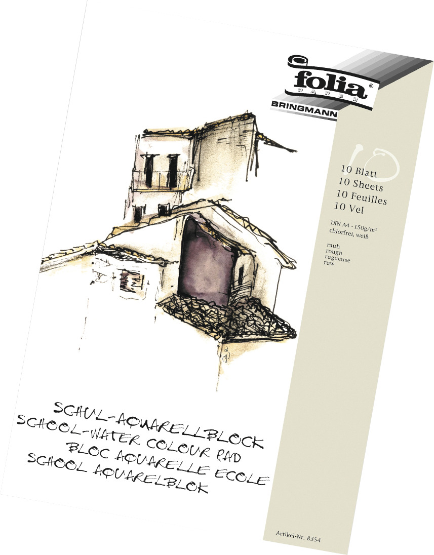 folia Aquarellblock, 150 g/m², 10 Blatt, Größe: DIN A4