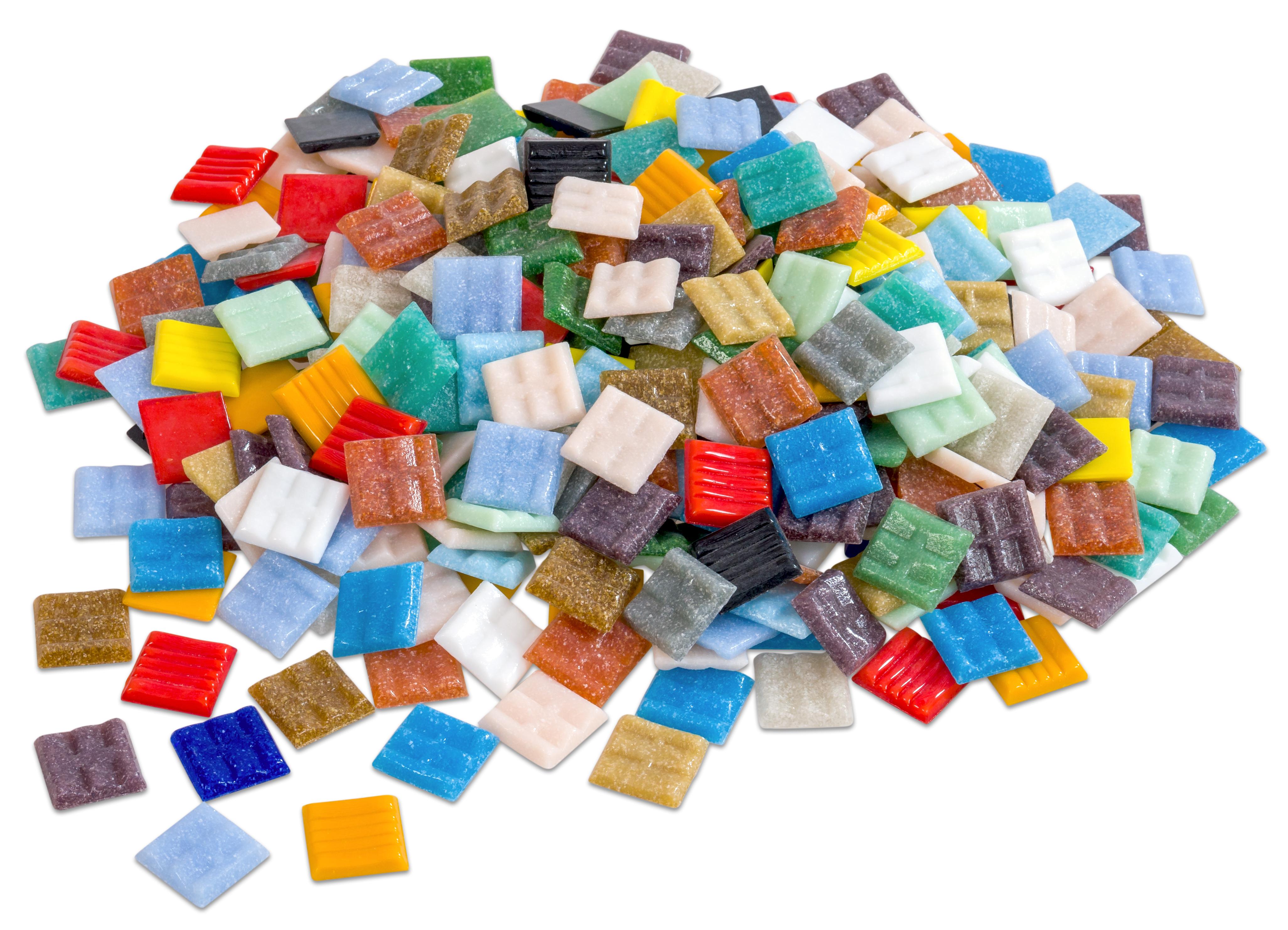 Mosaikstein Bunte Mosaik Glassteine, 1 kg, Größe: 20 x 20 mm