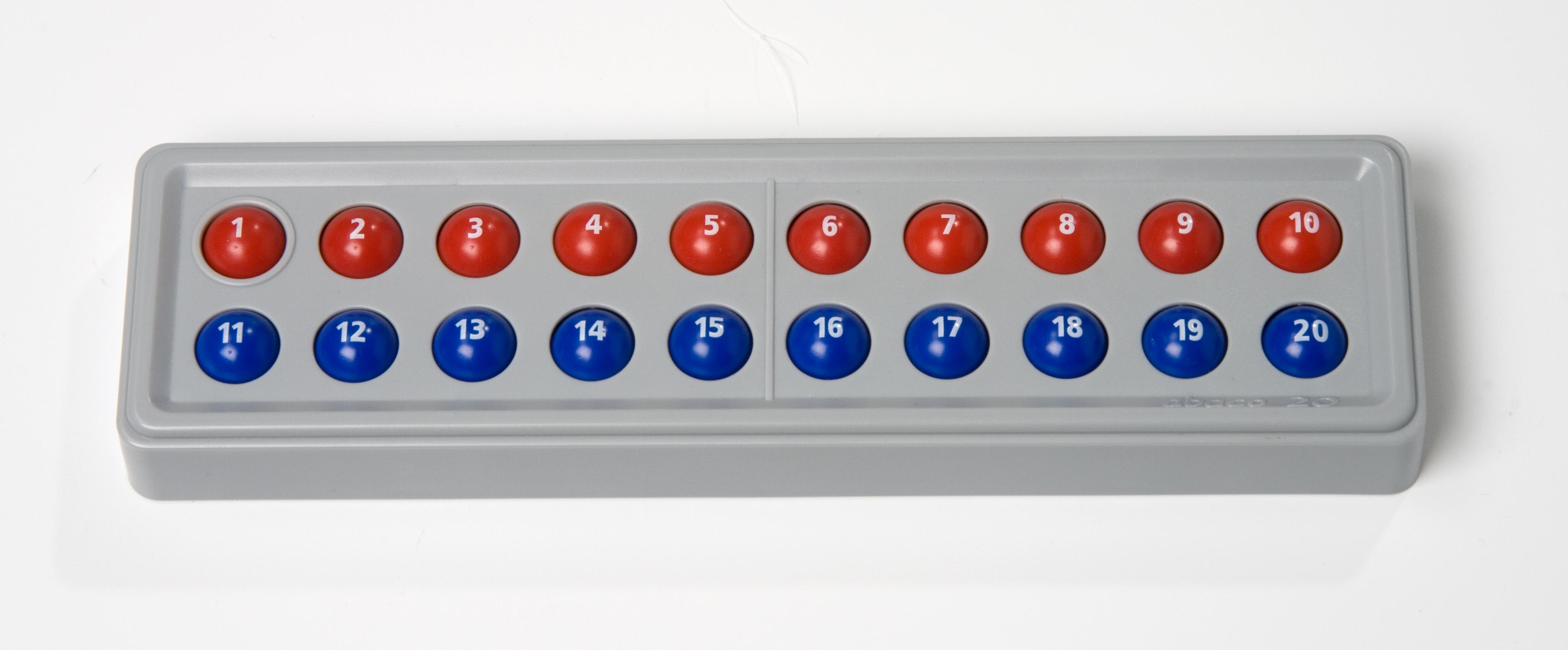 Schubi Abaco mit Zahlen, Farbe: rot/blau, Zahlenraum: bis 20