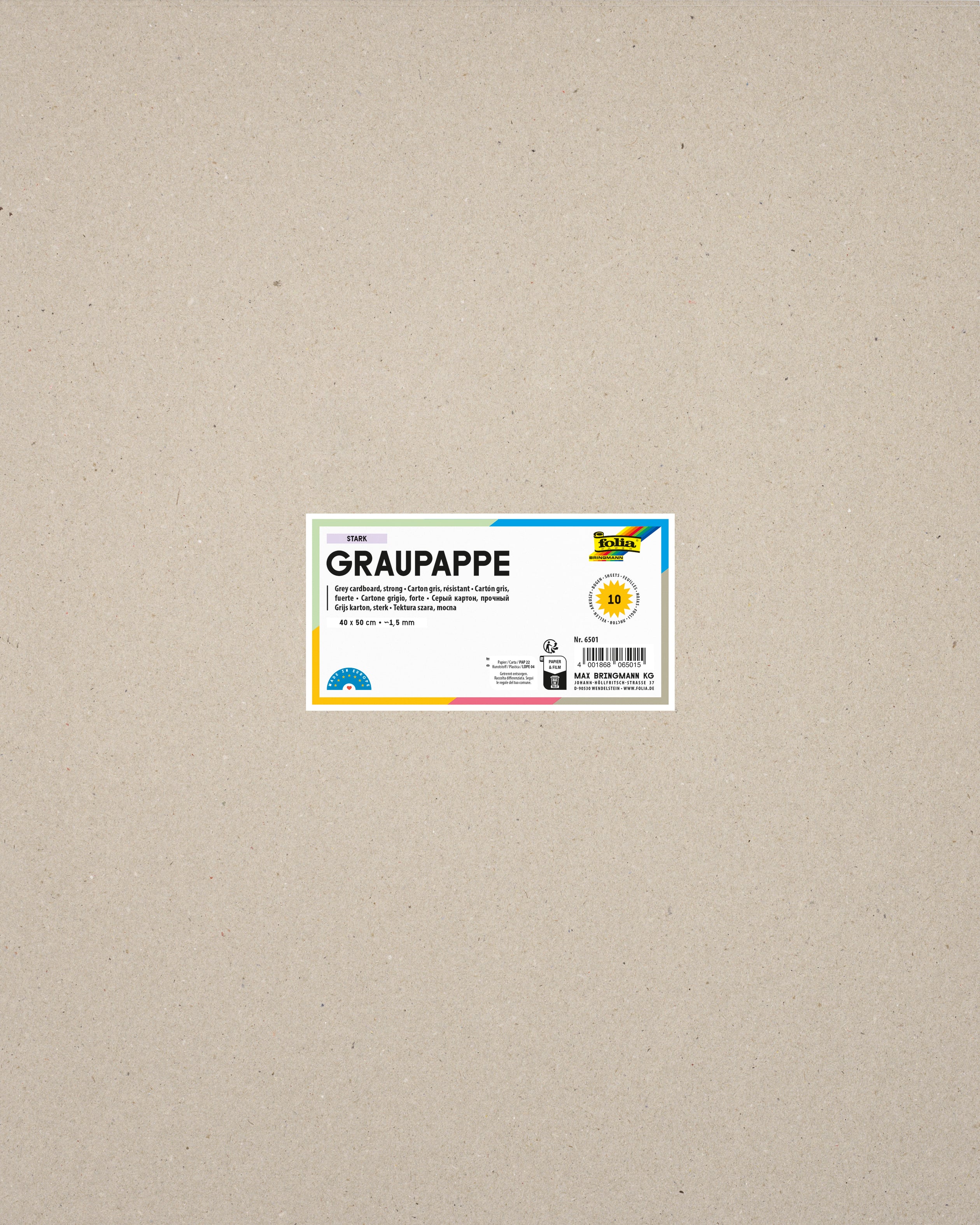 folia Graupappe, 1,5 mm, 40 x 50 cm, 10 Bogen