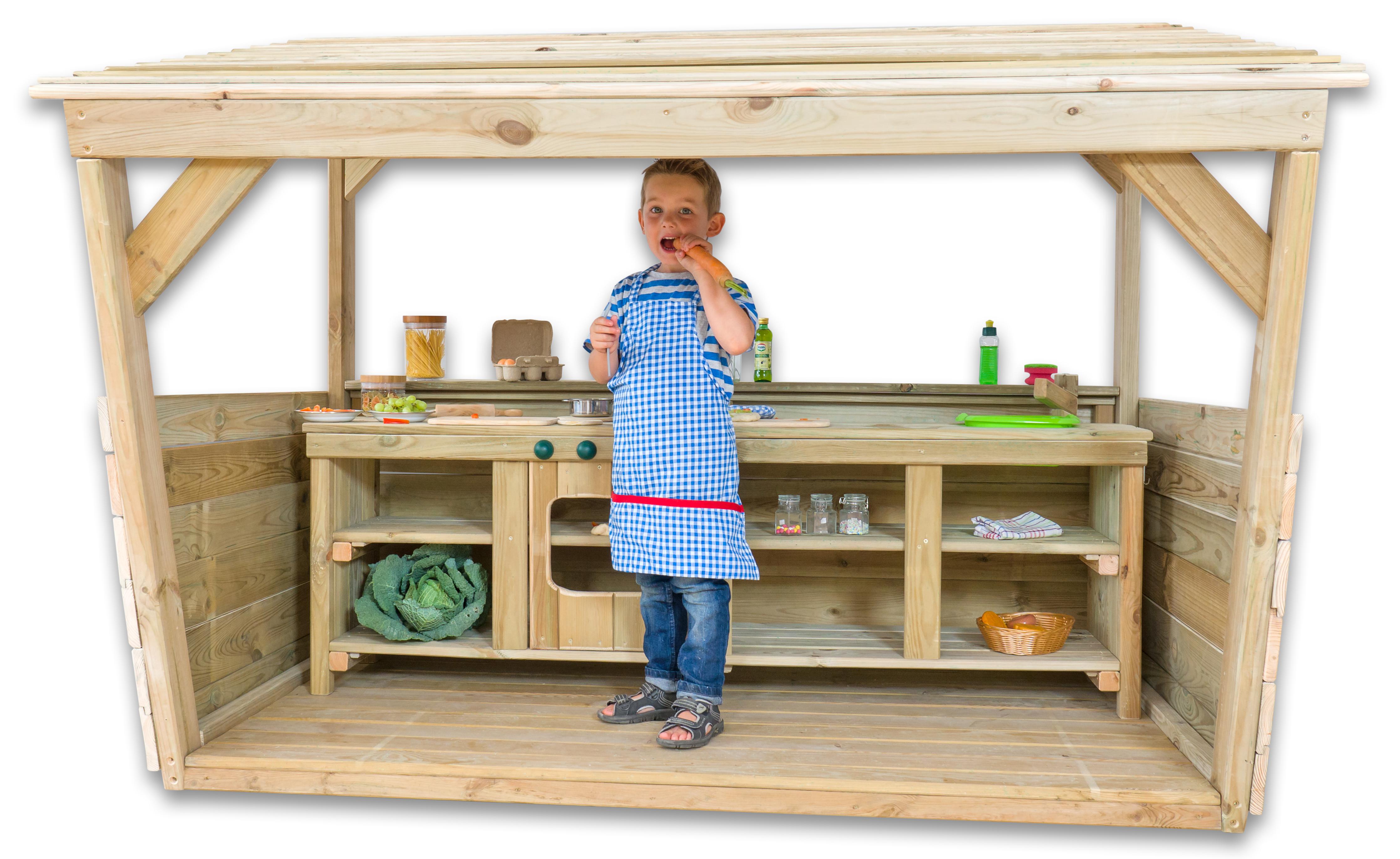 Betzold MultiPort-Rollenspielcenter mit großer Kinderküche, Farbe: grünes Spülbecken