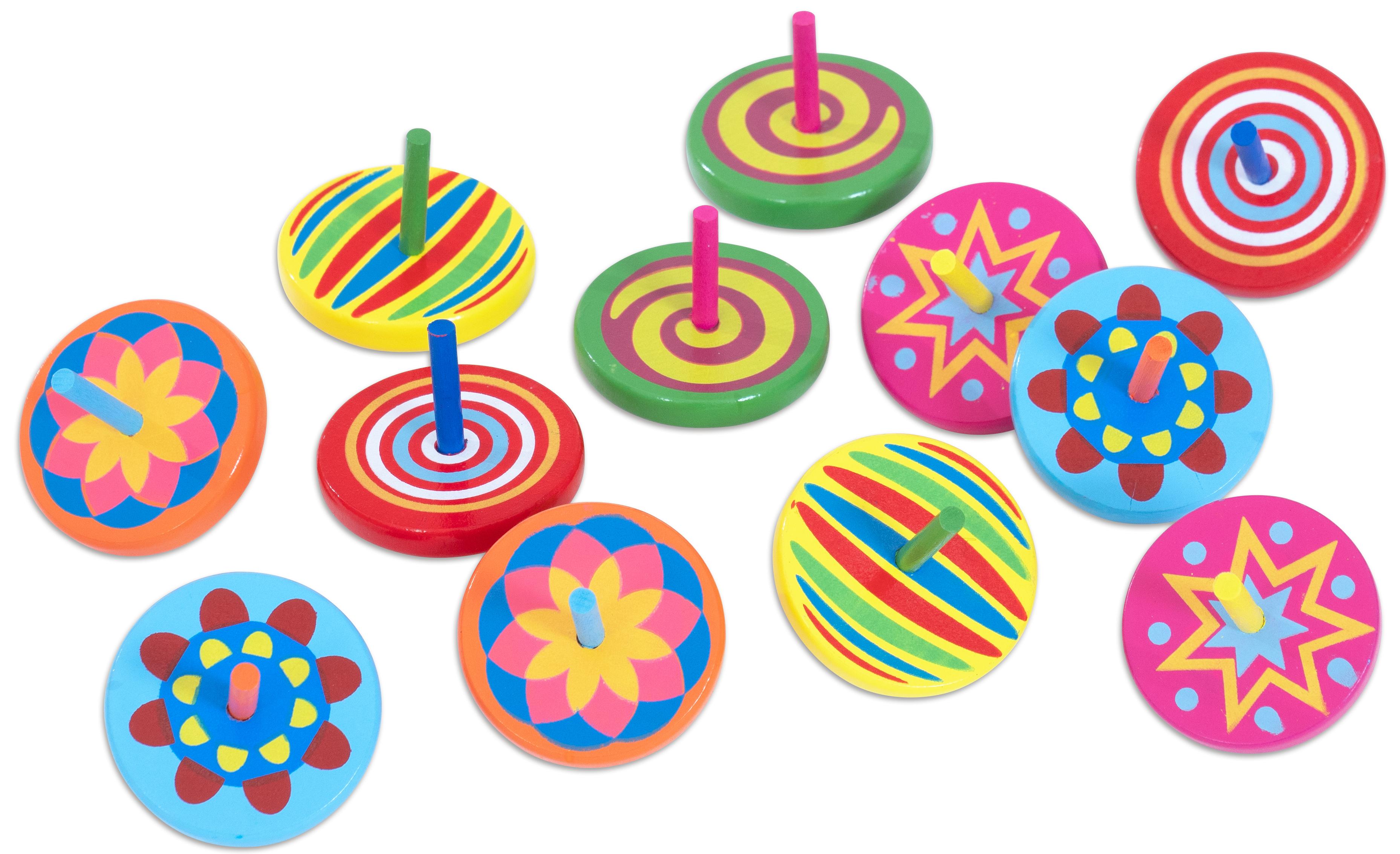 VIGA Set mit 12 bunten Holzkreiseln