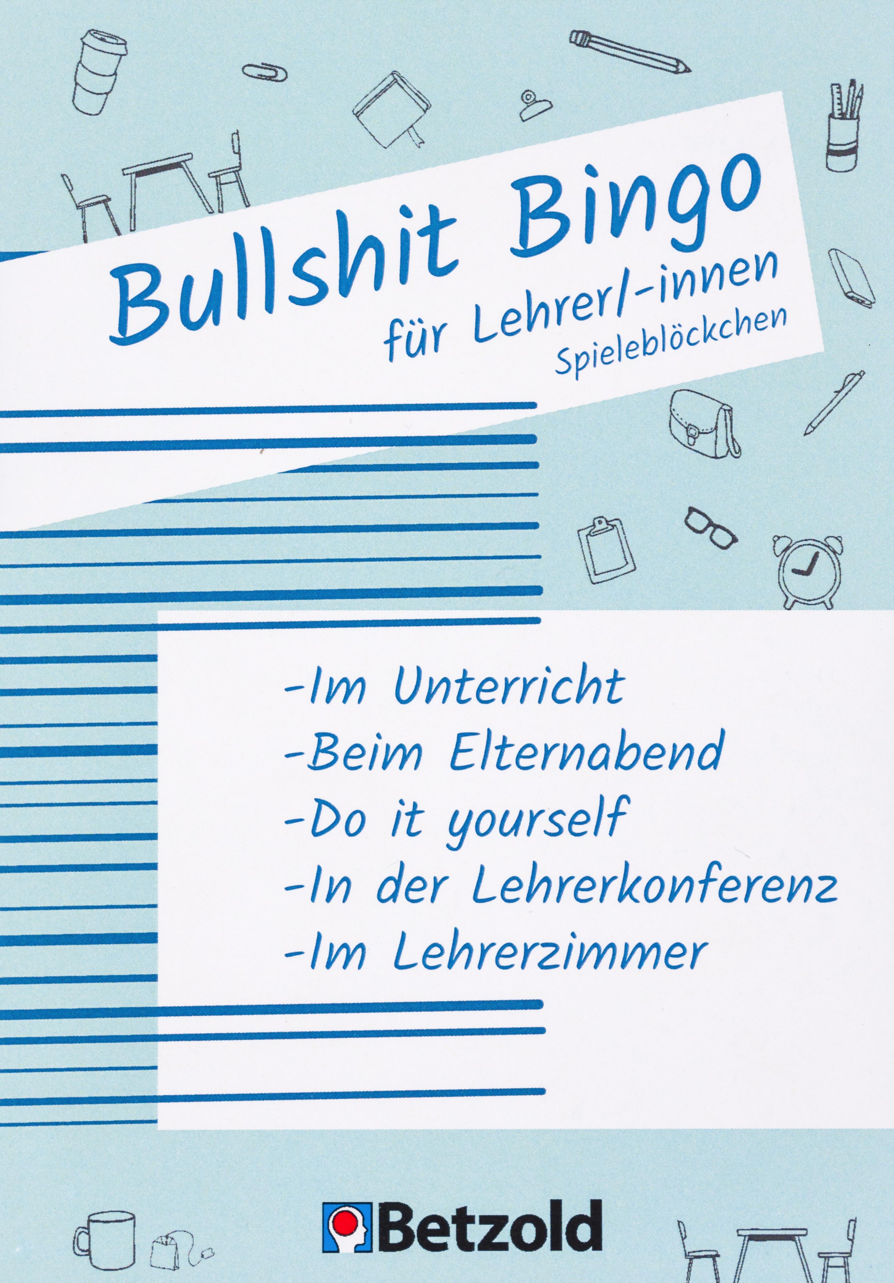 Betzold Bullshit-Bingo für Lehrer/innen, Spieleblöckchen
