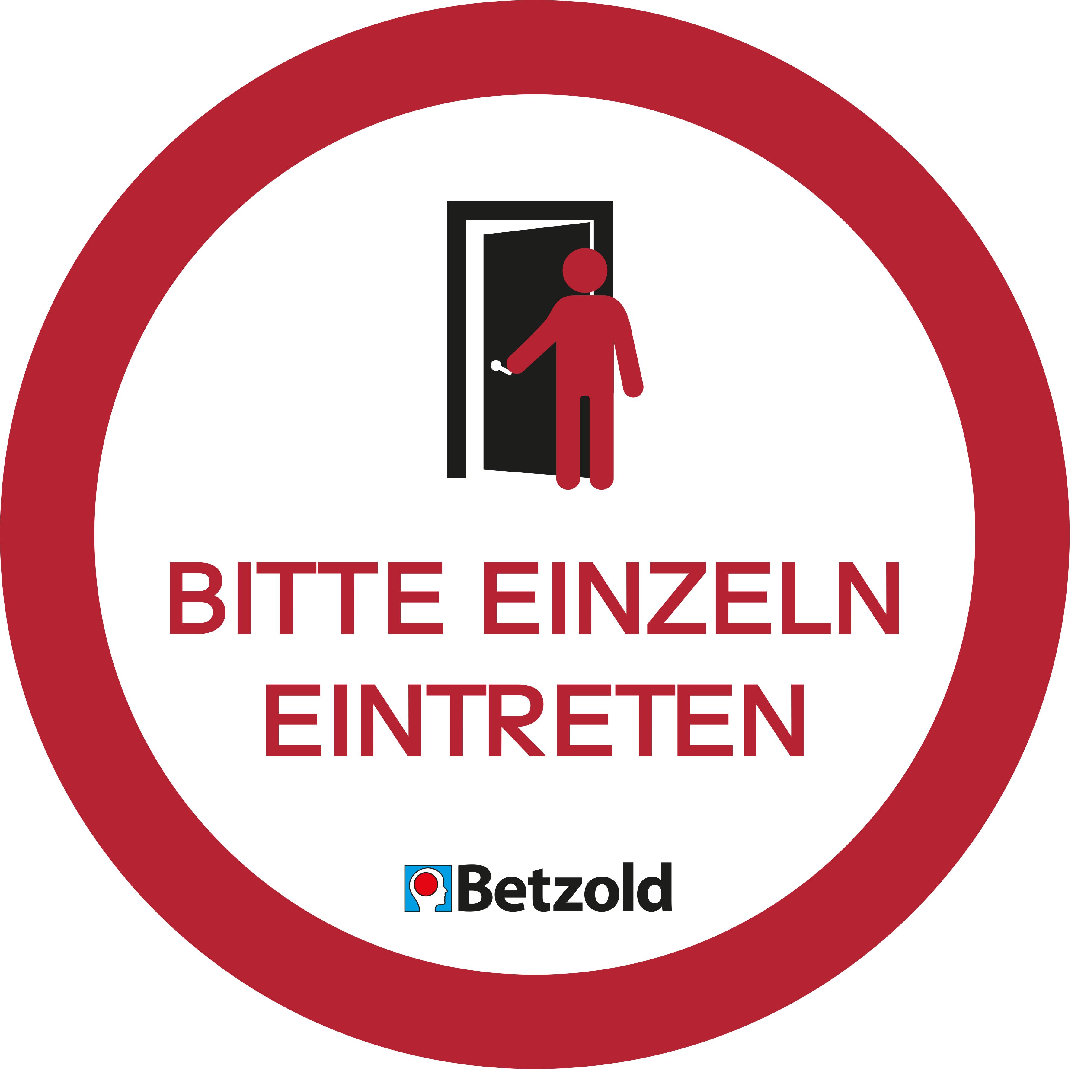 Betzold Aufkleber „Bitte einzeln eintreten“, 10 Stück