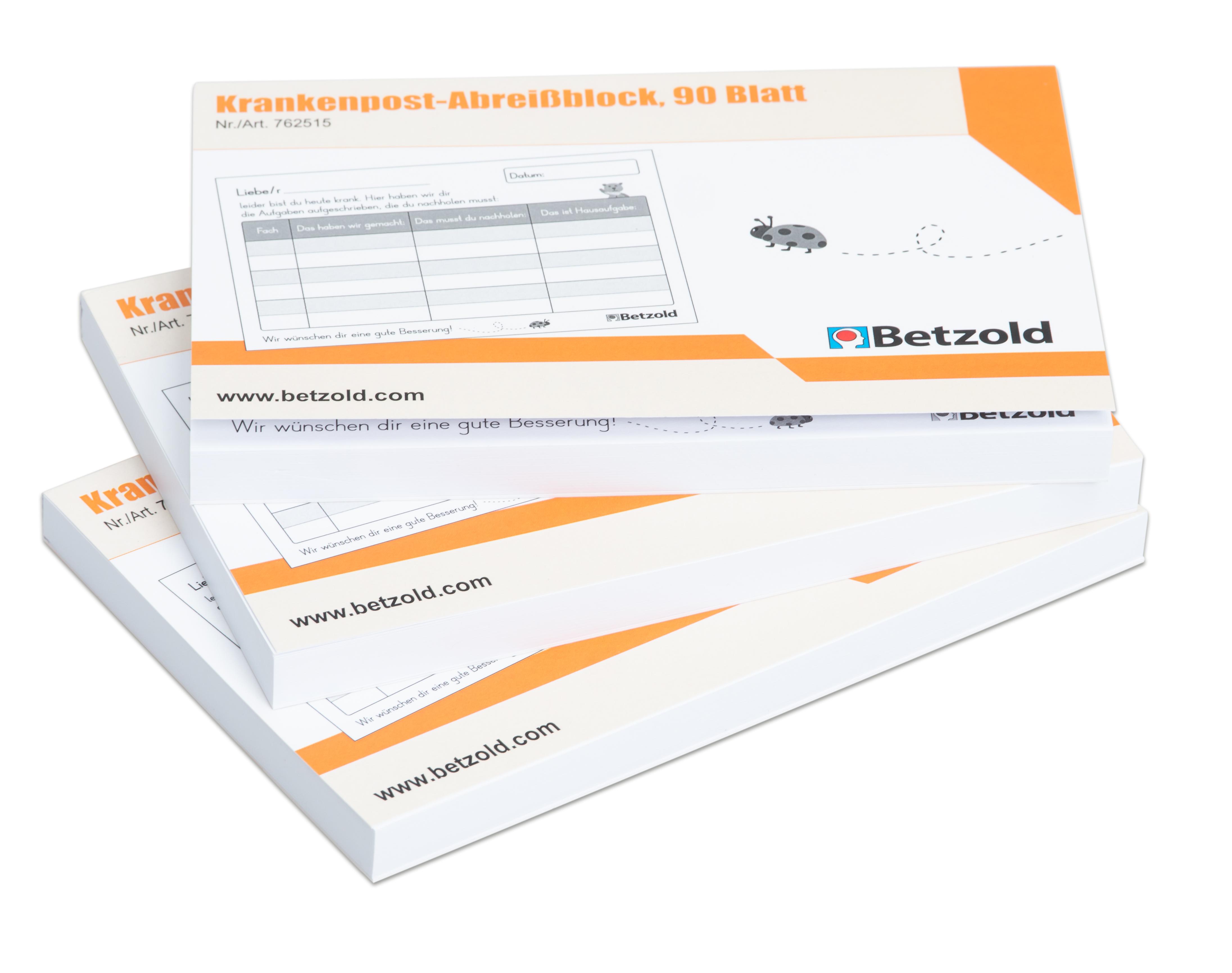Betzold Krankenpost-Abreißblock, 90 Blatt, 3 Blöcke