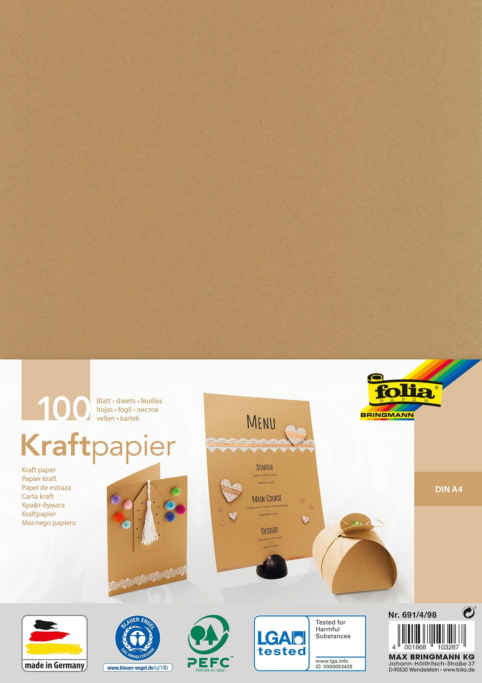folia Kraftpapier, 120 g/m², DIN A4, 100 Blatt