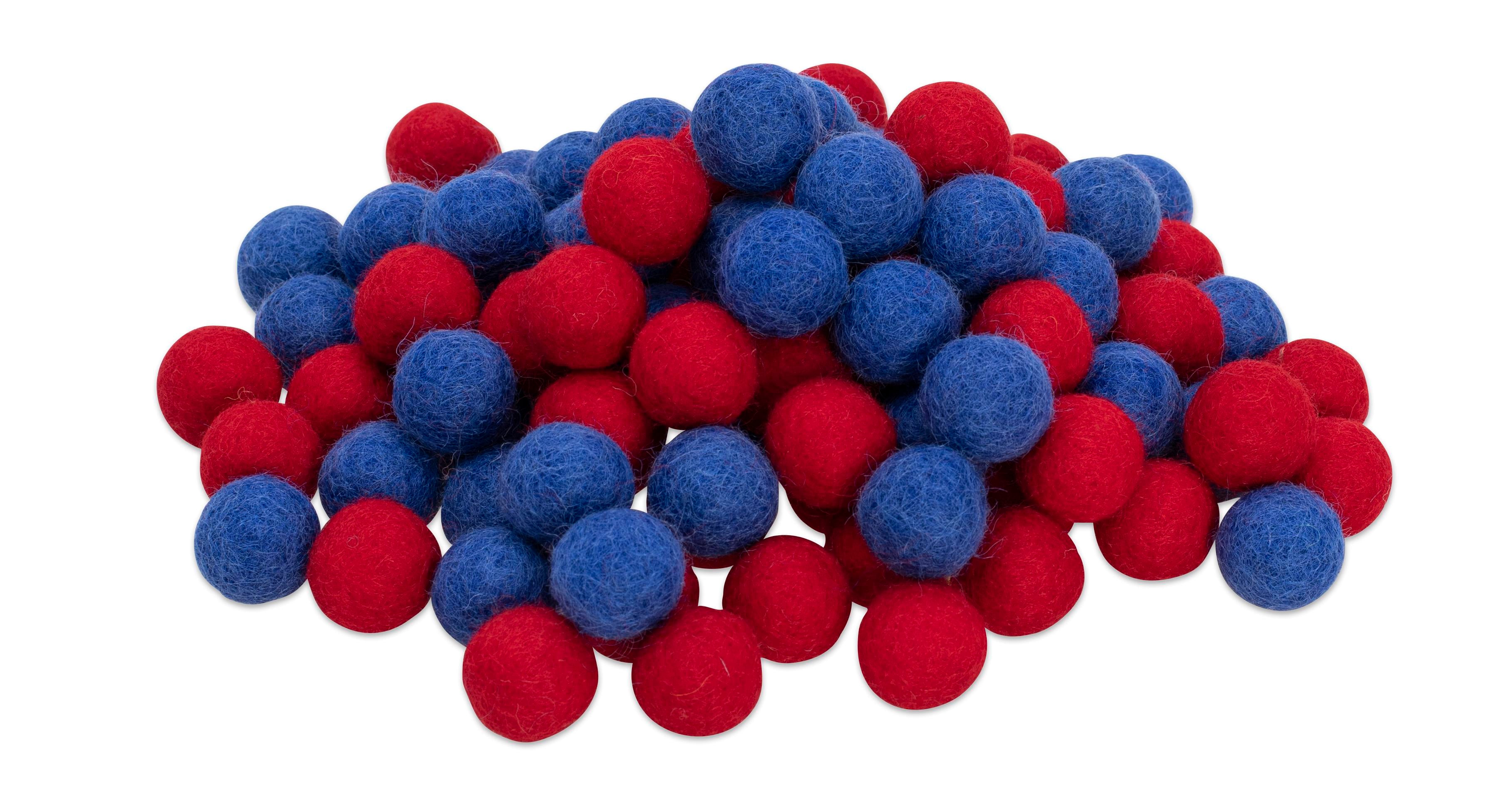 Betzold Filzkugeln rot-blau, 100 Stück