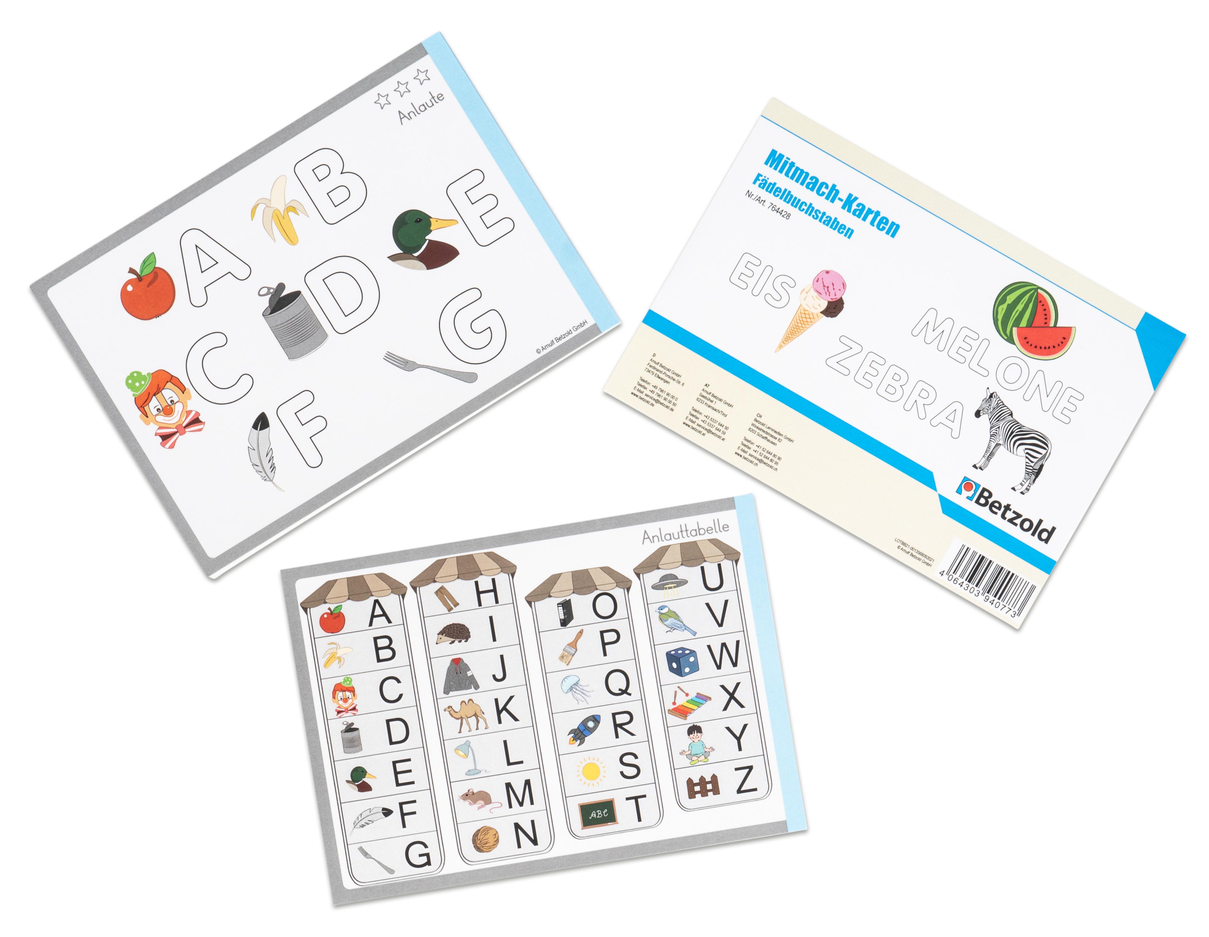 Betzold Mitmach-Karten „Fädelbuchstaben“