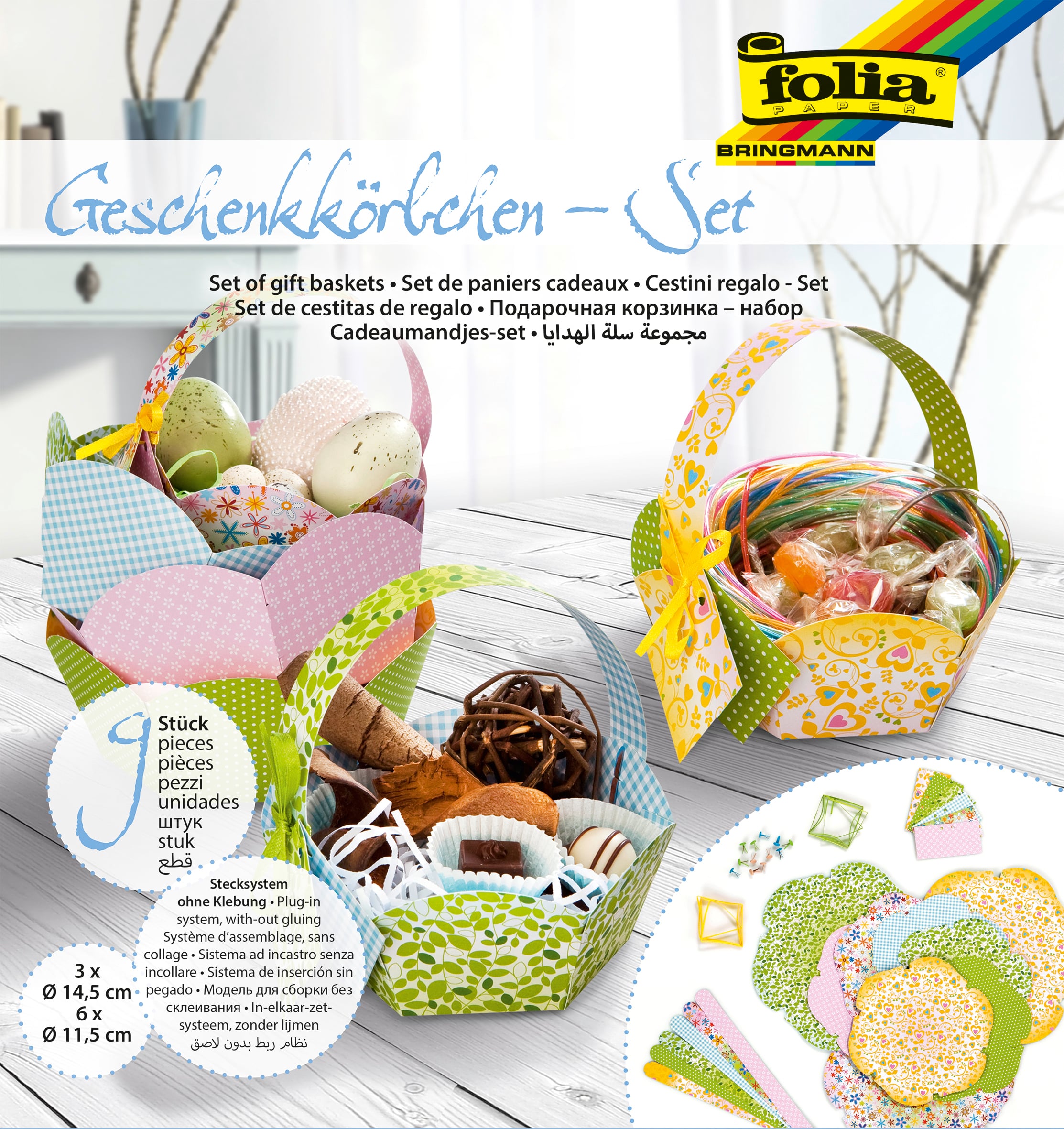 folia Geschenkkörbchen-Set "Ostern", 9 Stück
