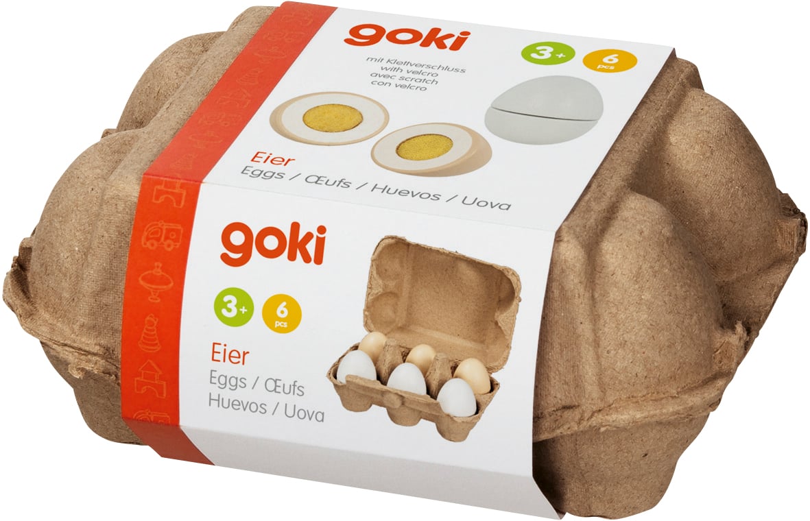 goki Eier in Eierschachtel, 6 Stück