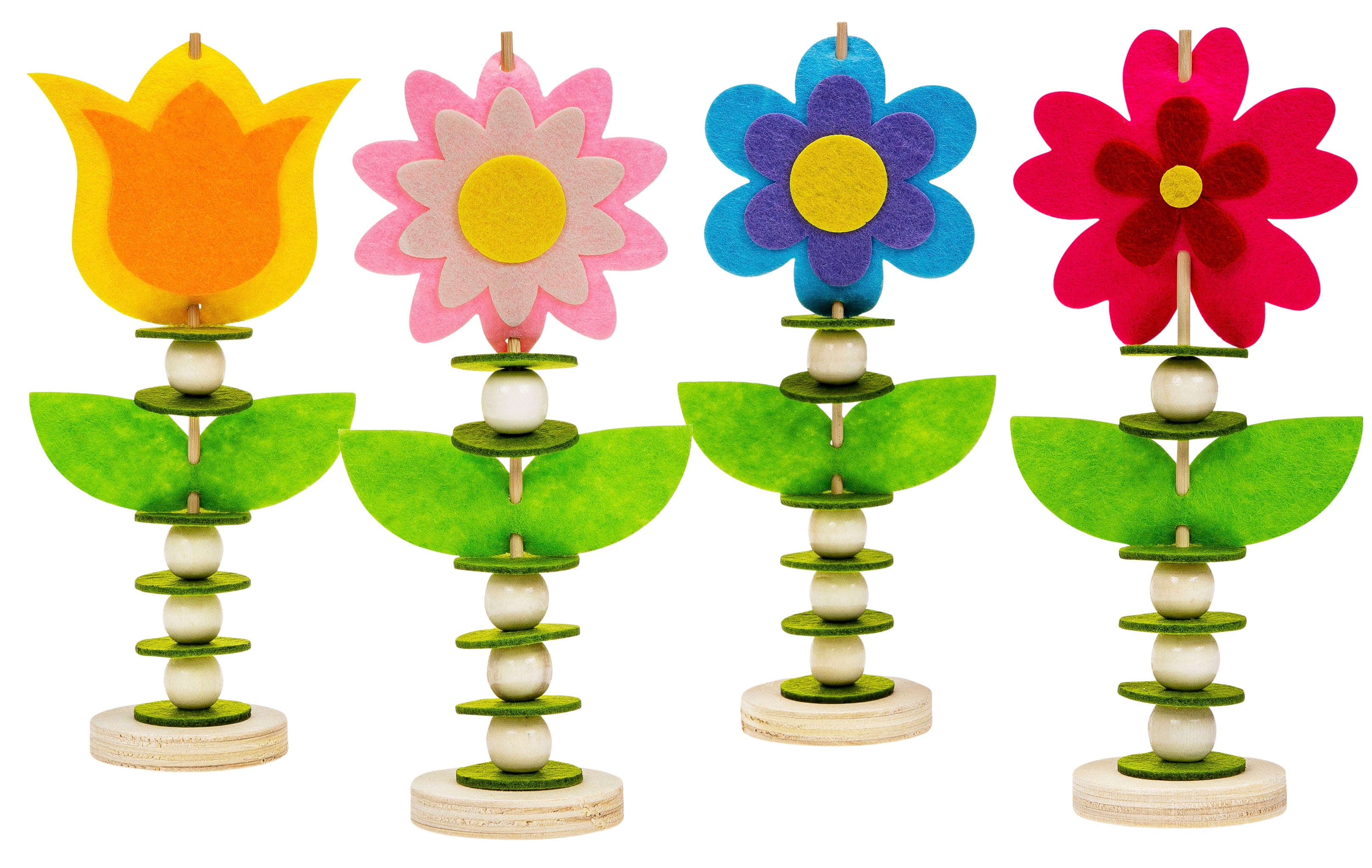 SUNNYSUE Bastelset „Filzblumen“, 4er-Set