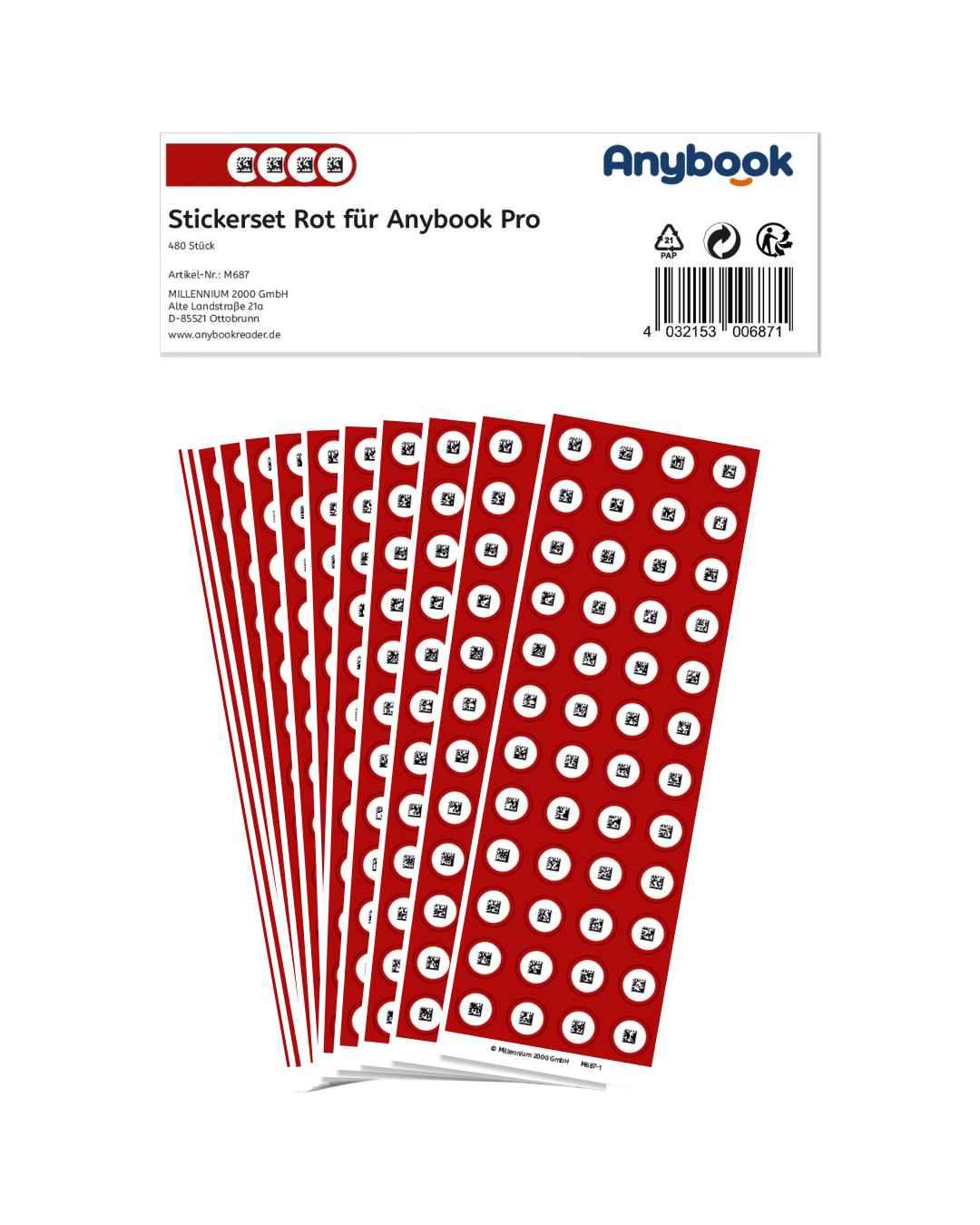 Anybook Pro Stickerset, rot