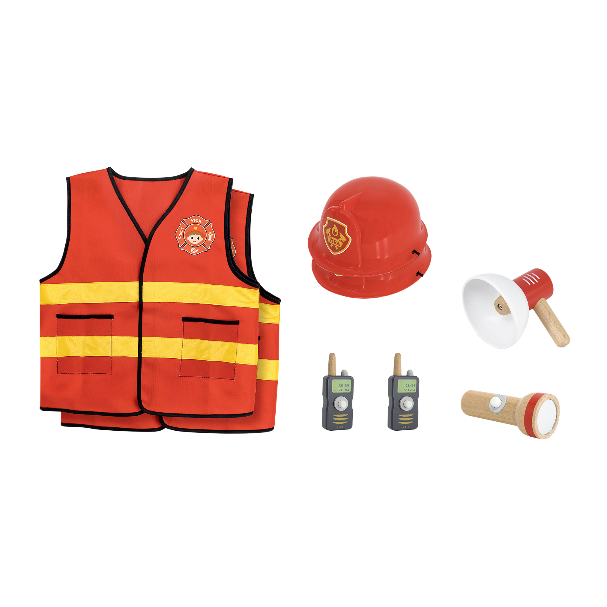VIGA Kinder-Kostüme-Set „Feuerwehr“, 8-teilig