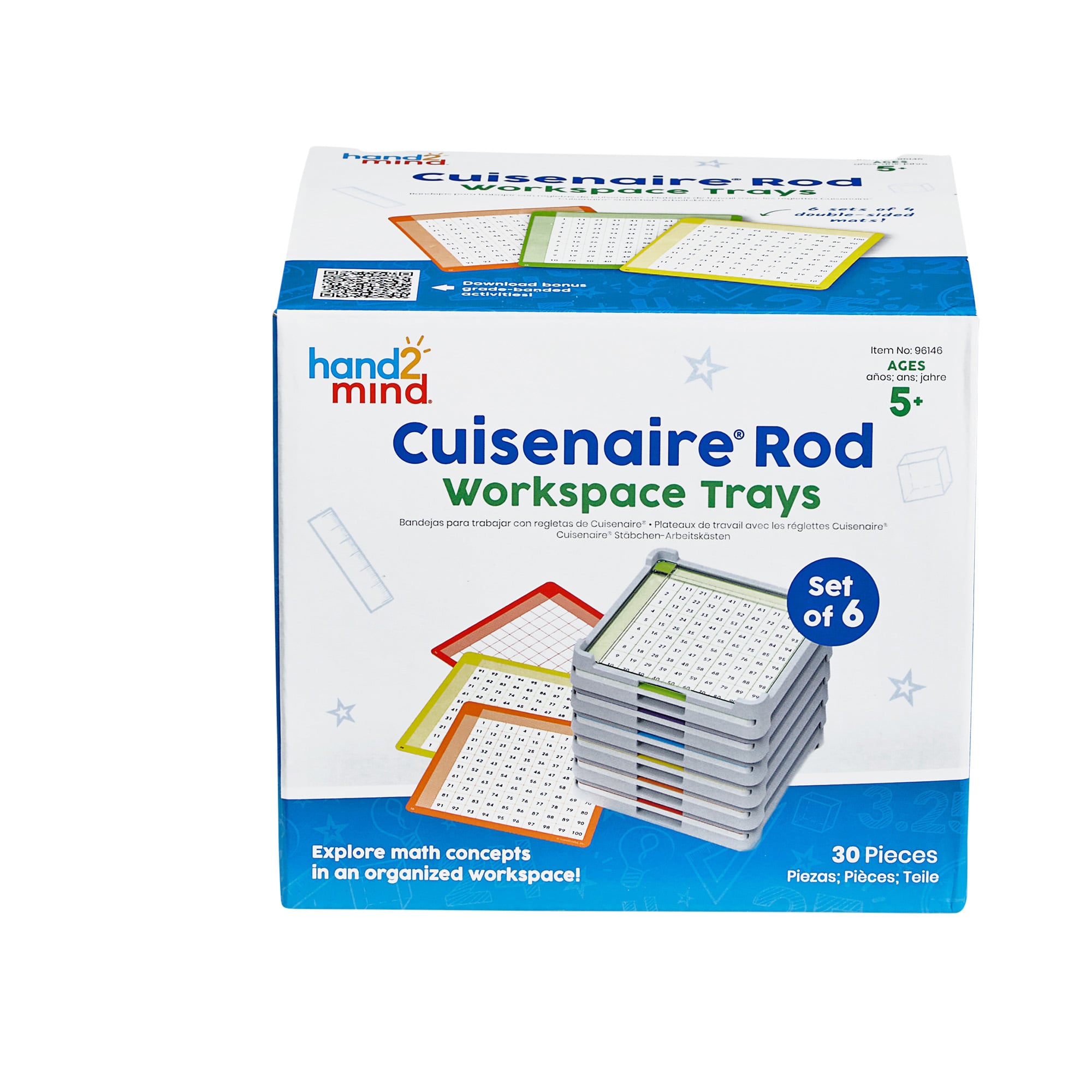 hand2mind Arbeitstabletts für farbige Stäbe, 6er-Set