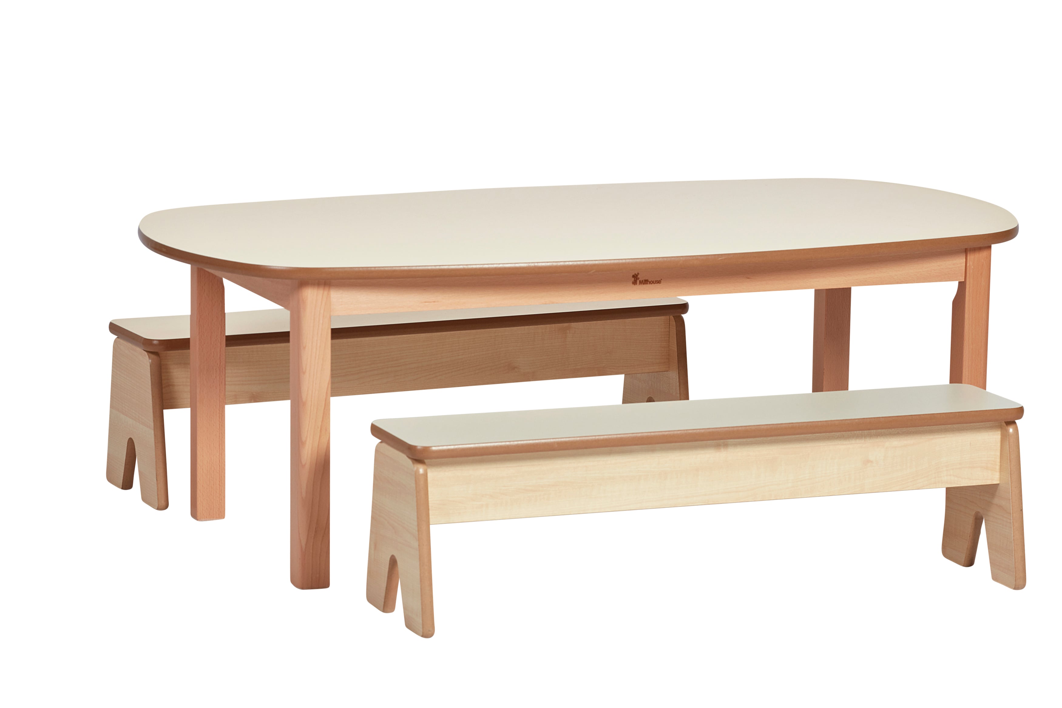 Millhouse Set: Kindertisch und zwei Kinderbänke