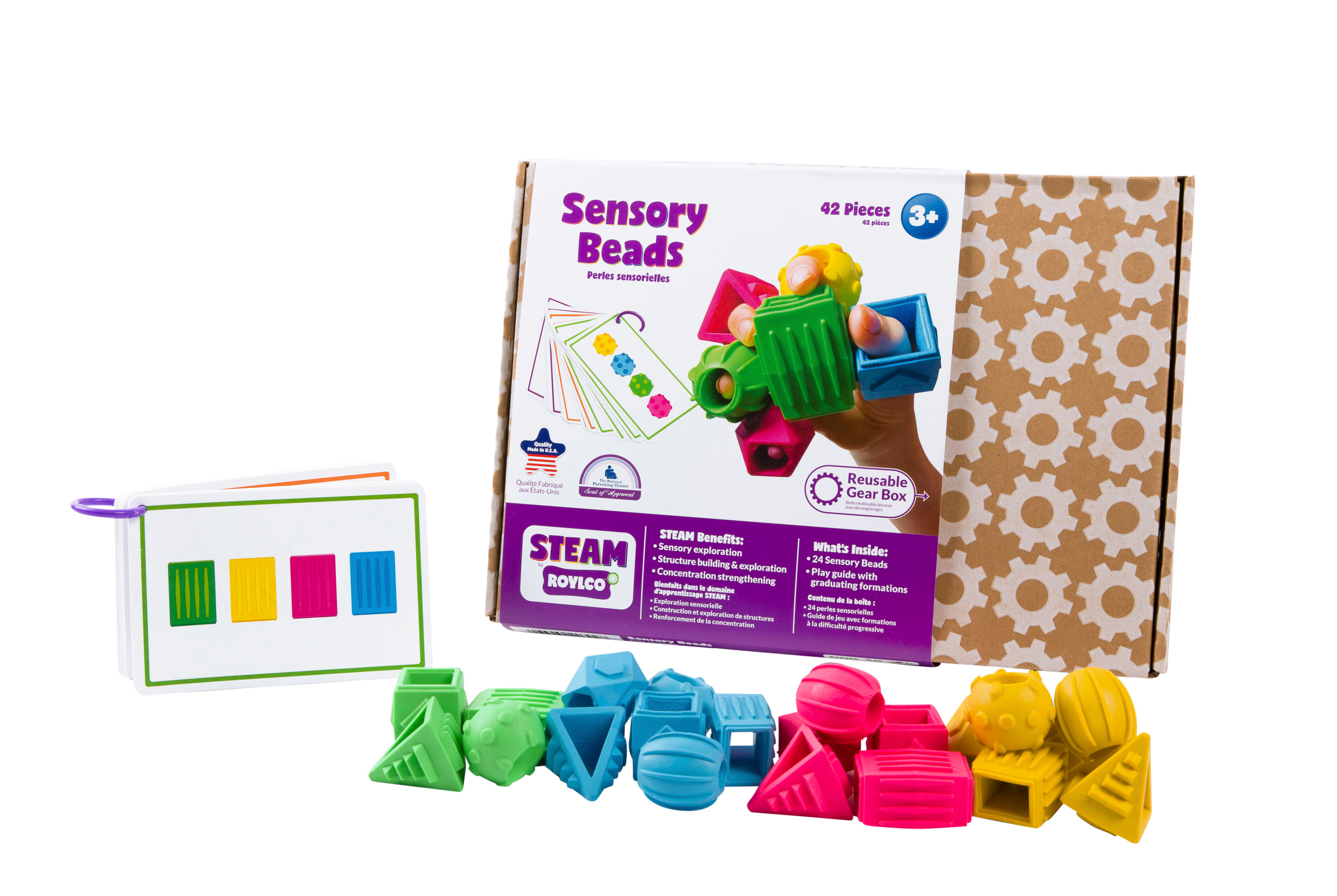 ROYLCO Große Sensorikperlen mit Arbeitskarten