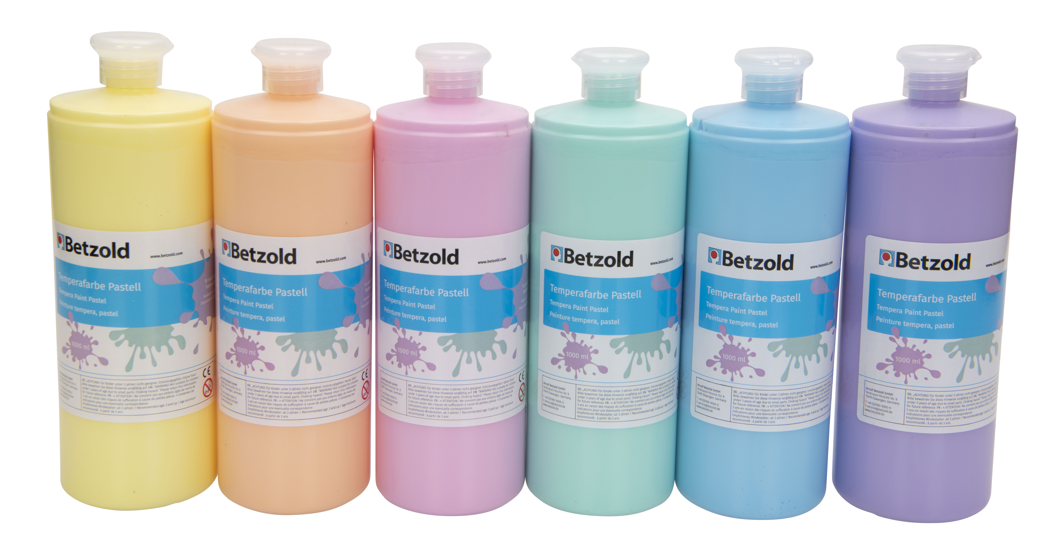 Betzold Temperafarben, 6er-Set, Farbe: Pastellfarben