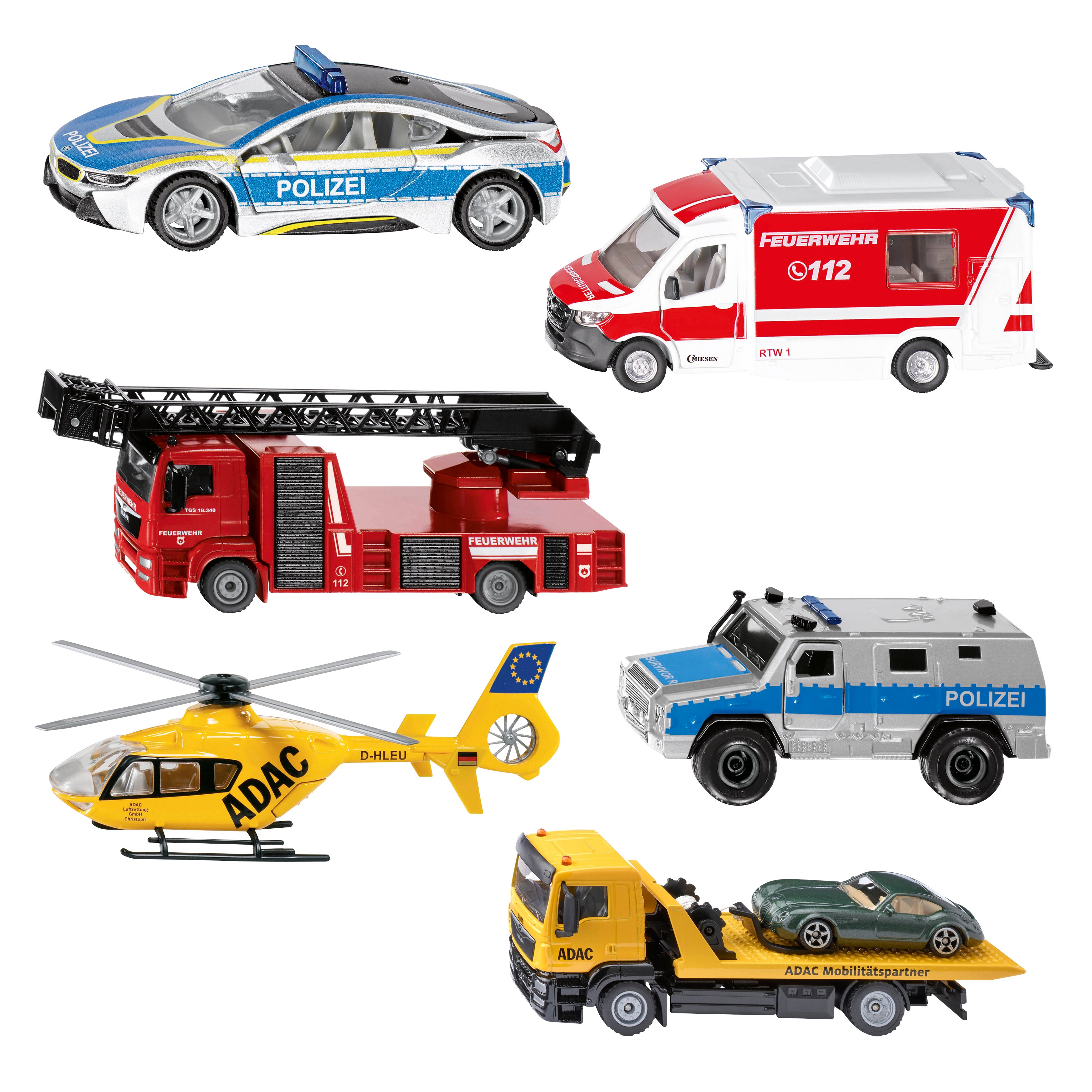 Siku Einsatzfahrzeuge, 1:50, 6 Stück
