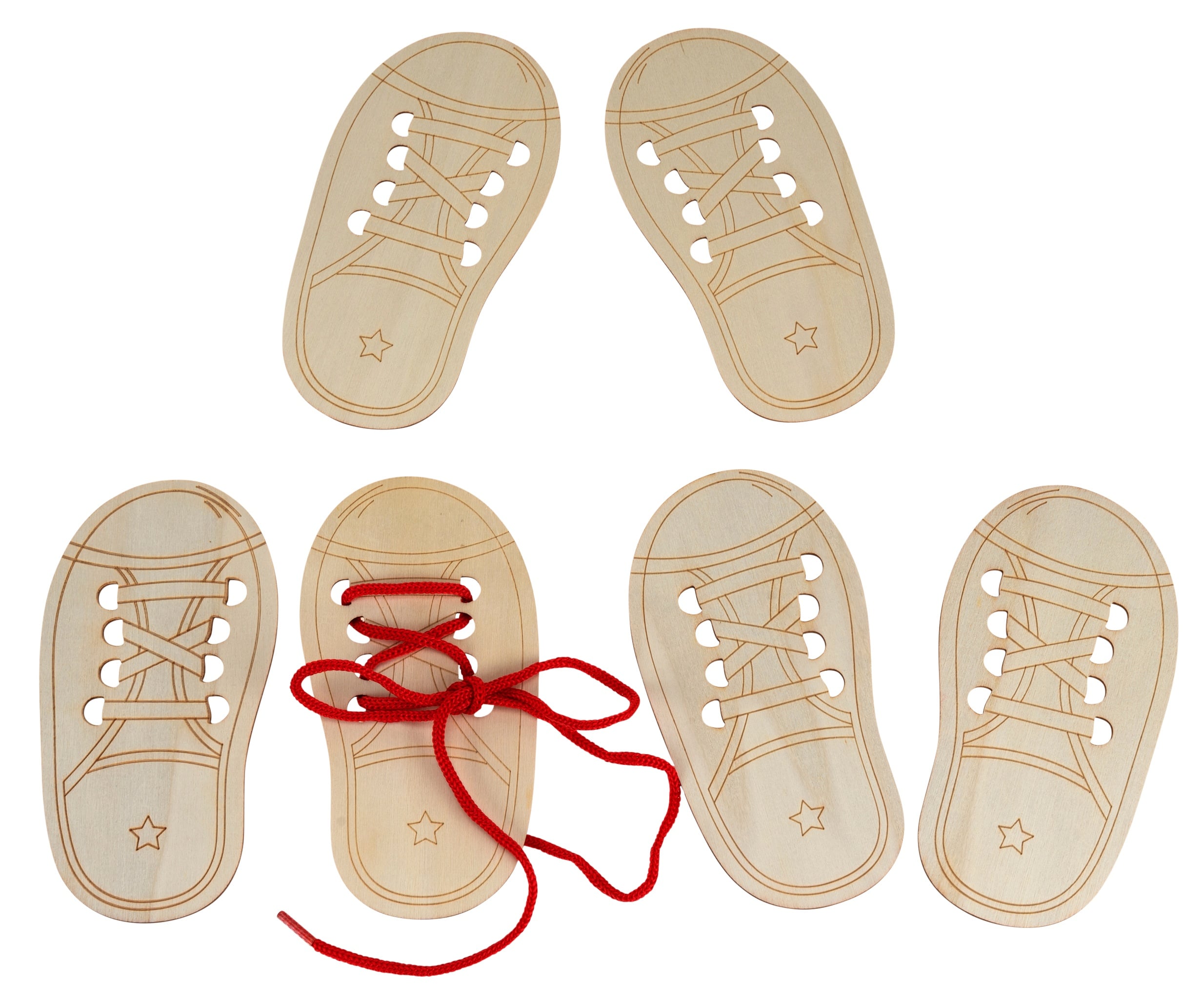 SUNNYSUE Fädelschuh inkl. Schnüre, 6er-Set, Fädelspiel