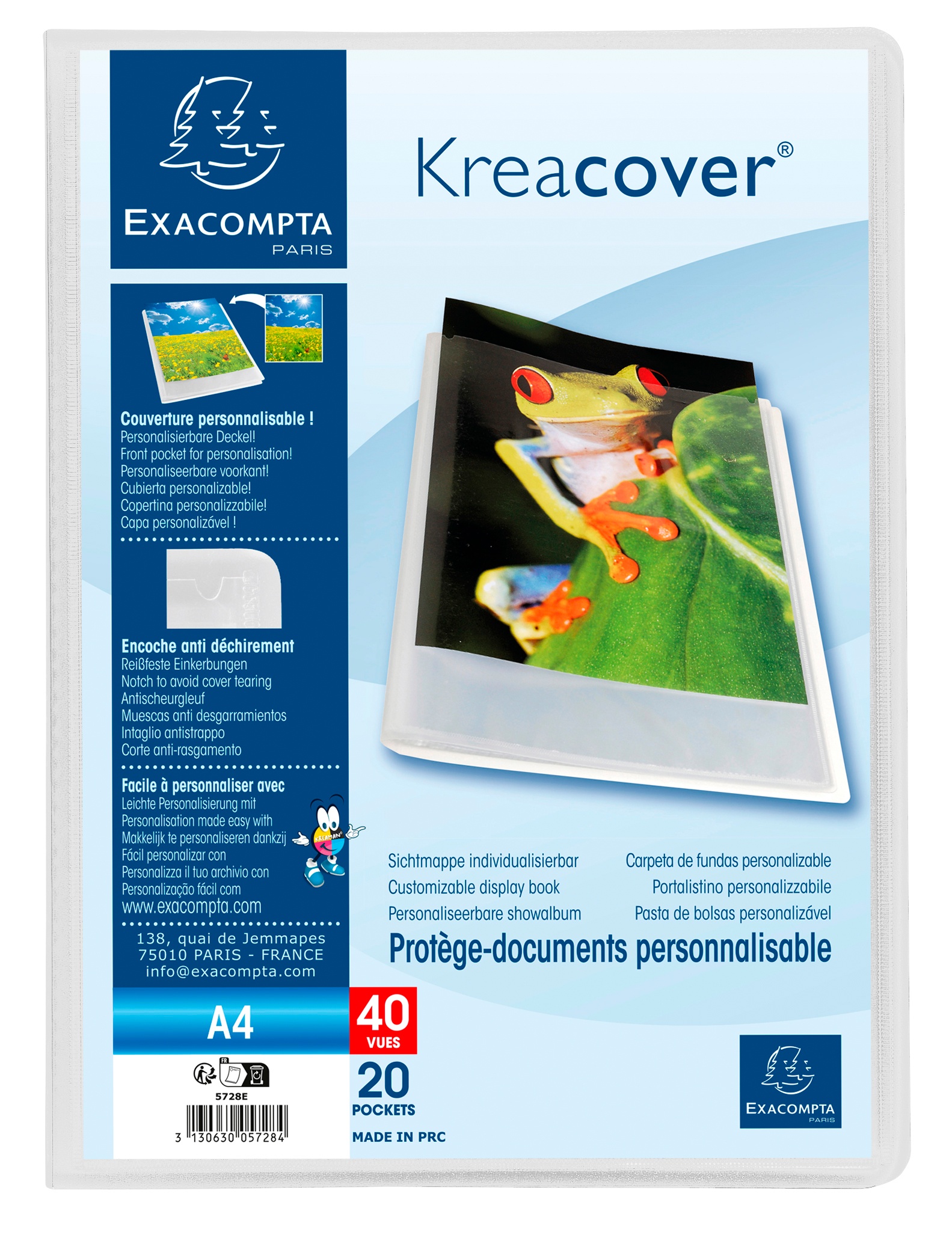 Exacompta Sichtmappe mit 20 Hüllen, DIN A4