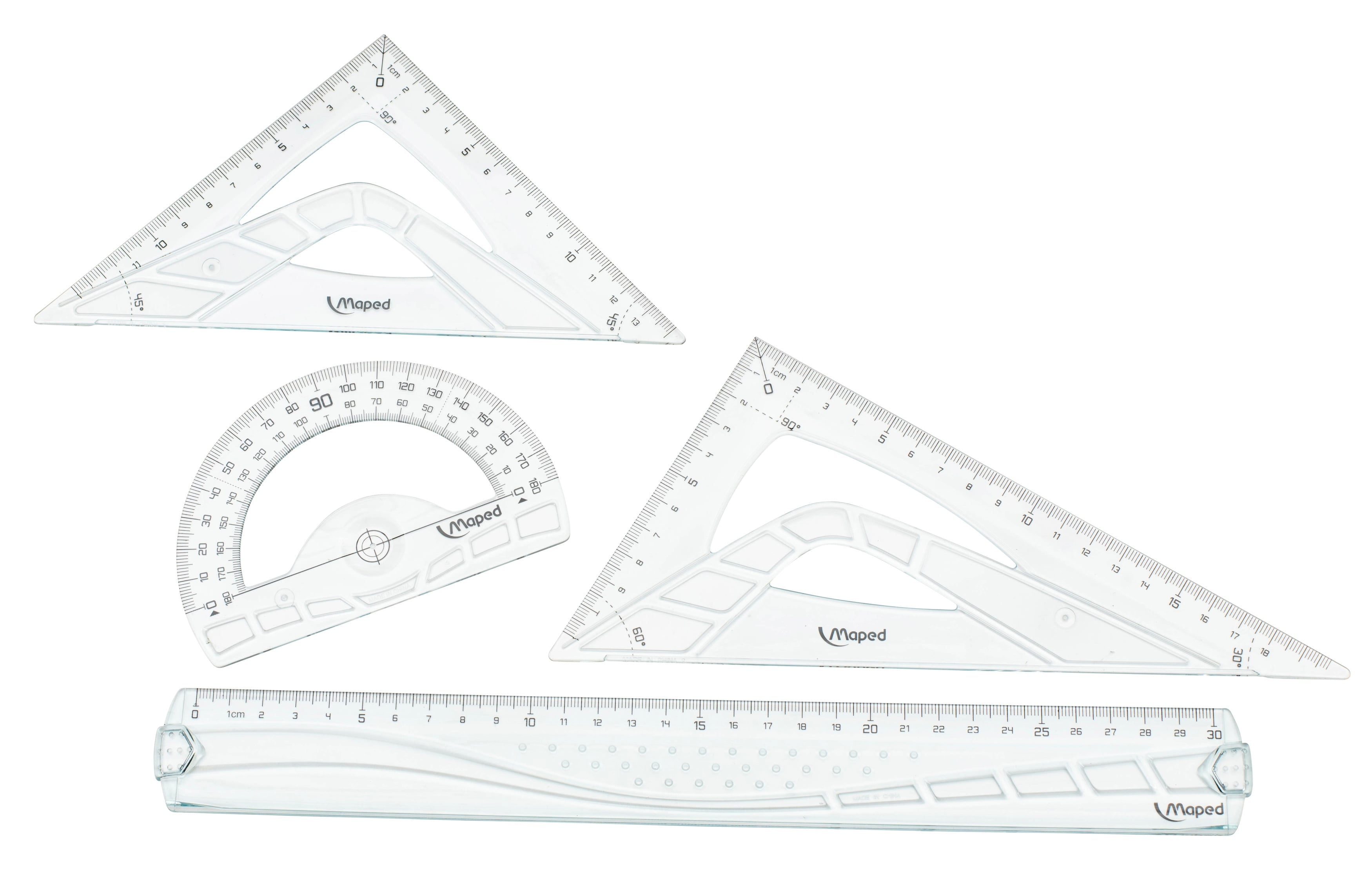 Idena Geometrie-Set, 4-teilig, Geometrieset & Geodreieck & Lineal