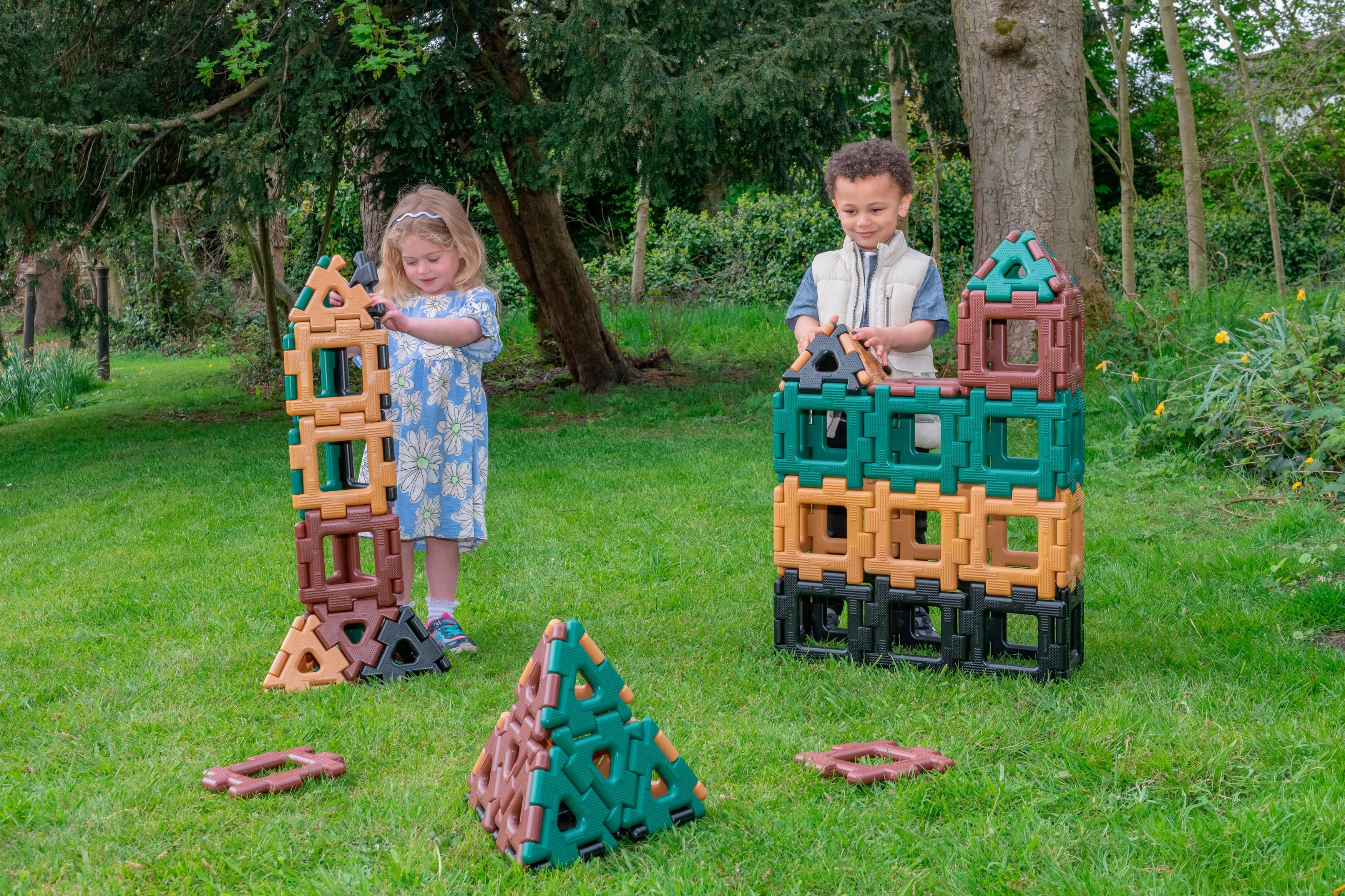 Polydron Giant Konstruktions-Set, natur, 80-teilig, Konstruktionsset