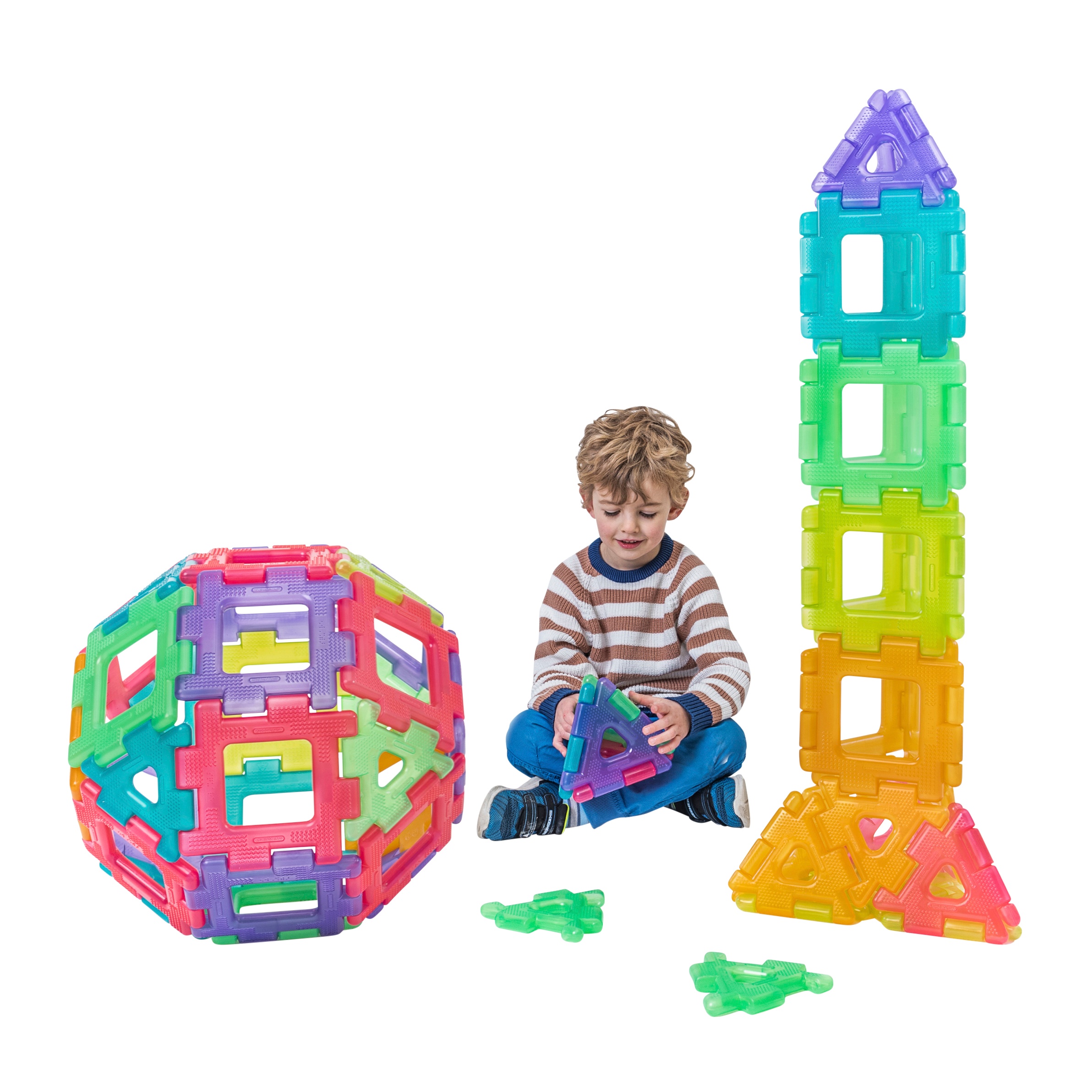 Polydron Konstruktions-Set Transparent, 120-teilig, Konstruktionsset