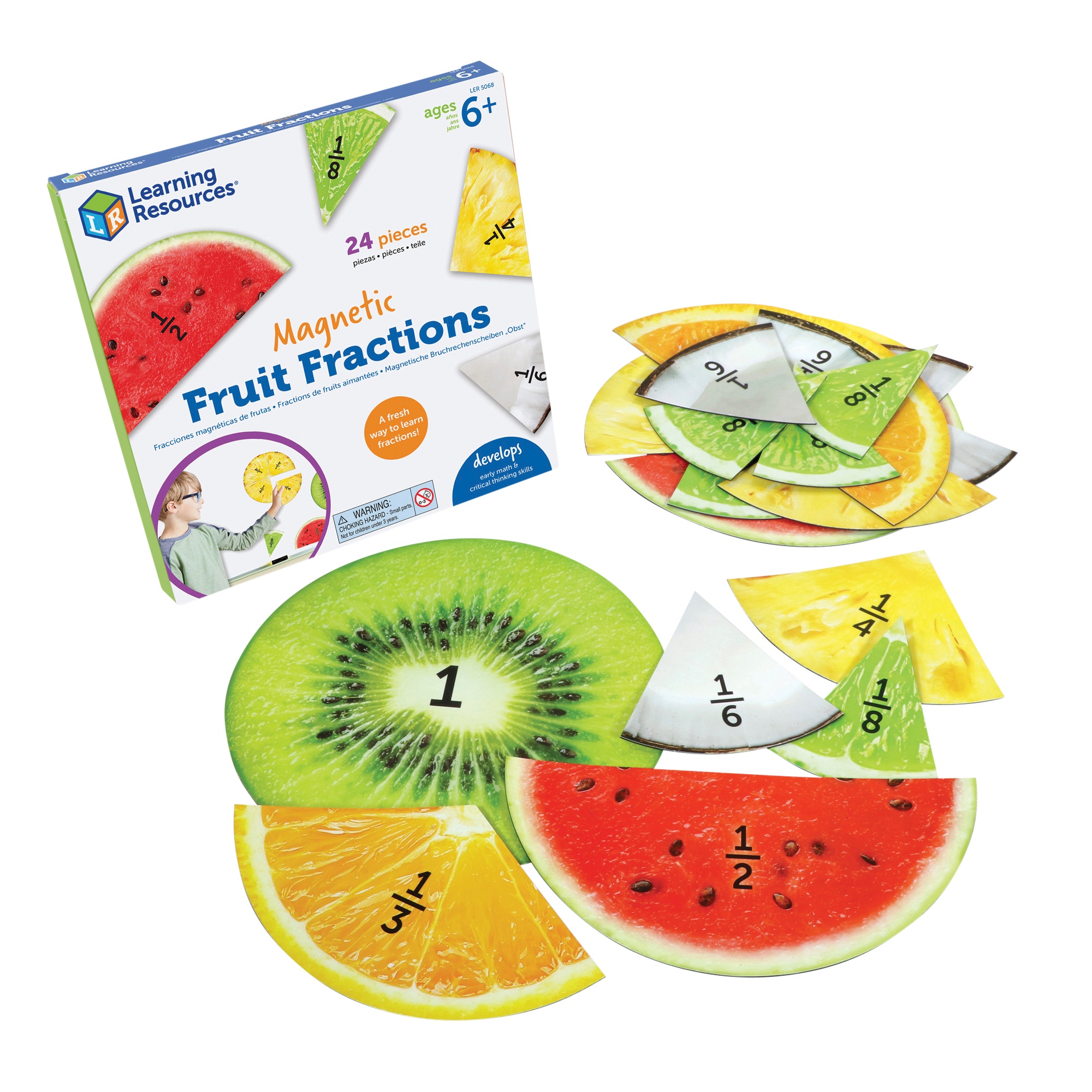 Learning Resources Magnetische Bruchrechenscheiben Obst, Bruchrechenkreis