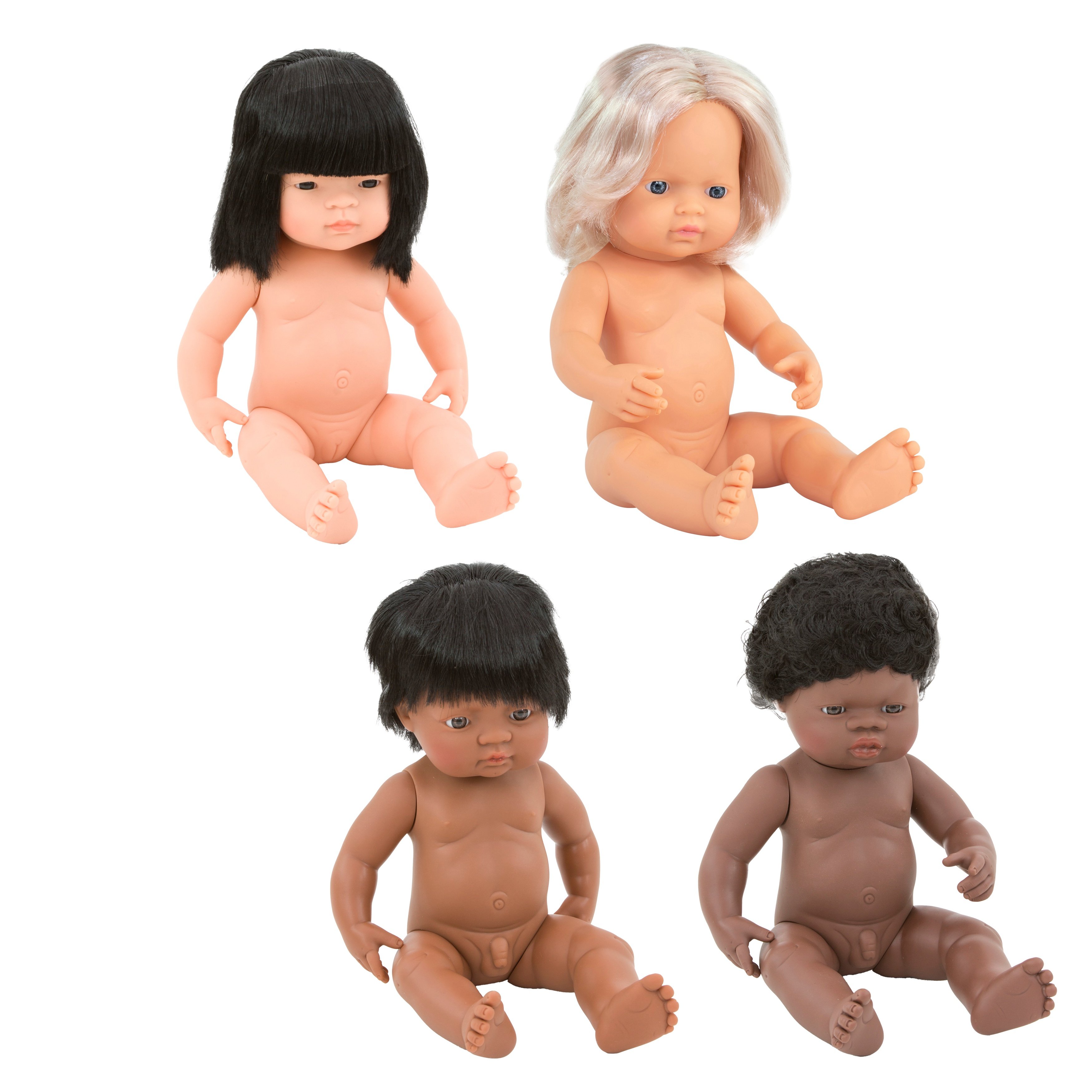 Miniland Babypuppen, einzeln oder als Set, Ausführung: Set mit allen 4 Puppen