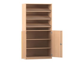 Flexeo® Schrank, 3 Schrägablagen, 4 Fächer, 2 Halbtüren