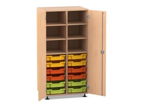 Flexeo® Schrank PRO, 2 Reihen, 12 Boxen Gr. S, 4 Fächer oben, 2 Türen