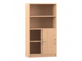 Flexeo® Schrank, unten Schiebetüren, oben 2 Fächer = 4 Ordnerhöhen