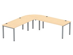 Flexeo® Schreibtisch (Breite 180 cm) mit Anbau und Viertelkreis