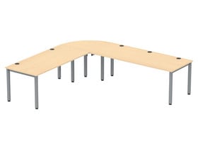 Flexeo® Schreibtisch (Breite 200 cm) mit Anbau und Viertelkreis