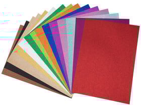 Glitterkarton, 300 g/m², 50 x 70 cm, 15 Bogen, 15 Farben