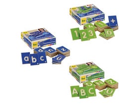 Lernspiele Großbuchstaben, Kleinbuchstaben und Zahlen, 3er-Set